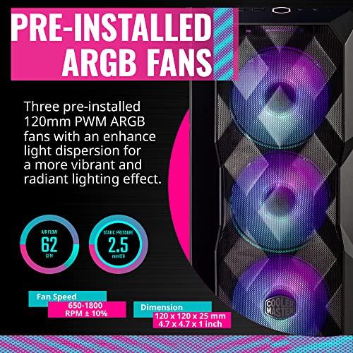 Cooler Master Cooler Master MasterBox TD500 Mesh Airflow ATX Mid-Tower with Polygonal Mesh Front Panel, Crystalline Tempered Glass, E-ATX up to 10.5", Three 120mm ARGB Lighting Fans