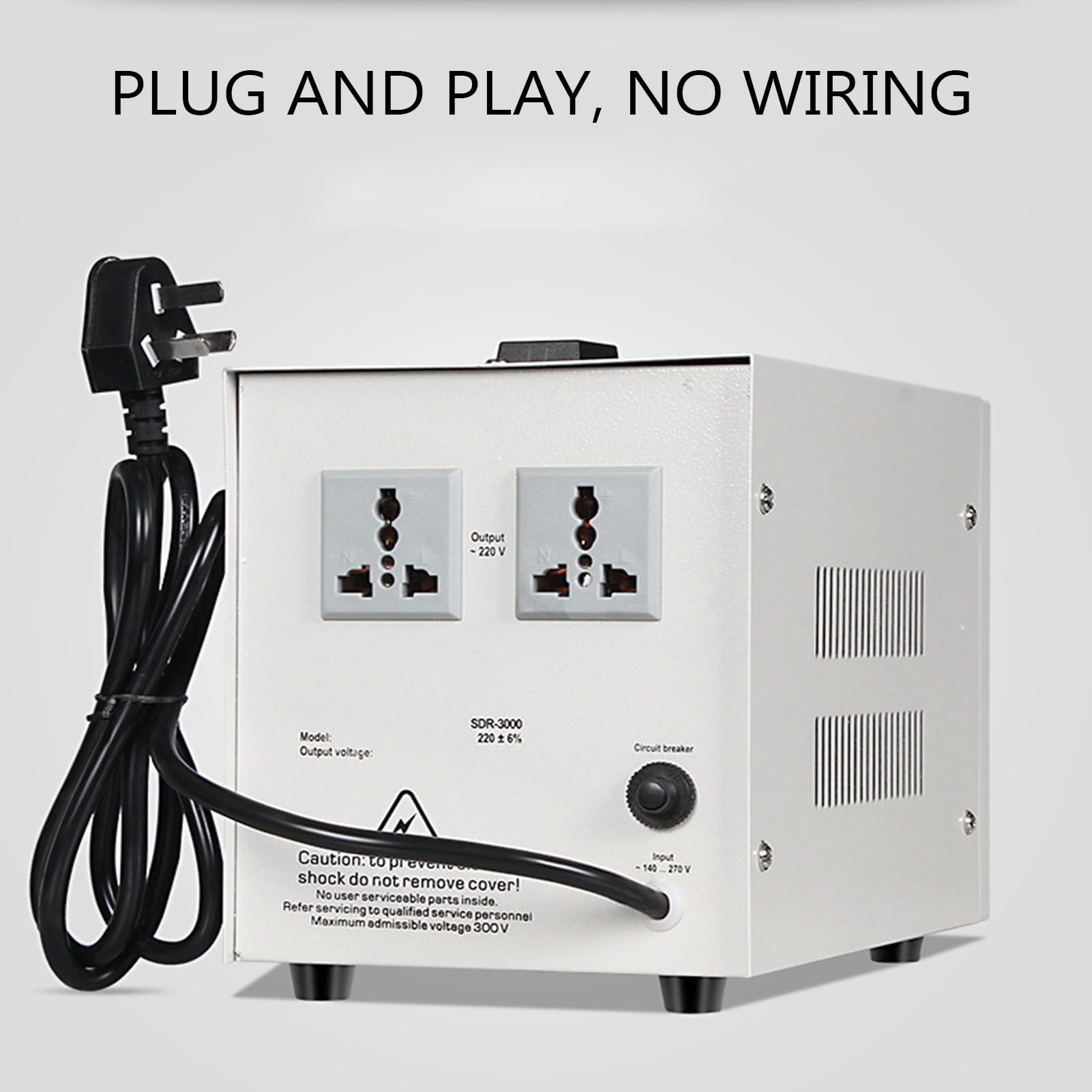 DirectNine Basics Electronic Voltage Stabilizer,220V Fully Automatic Voltage Stabilizer 3000W Household High Power Refrigerator Computer TV AC Stabilized Power Supply