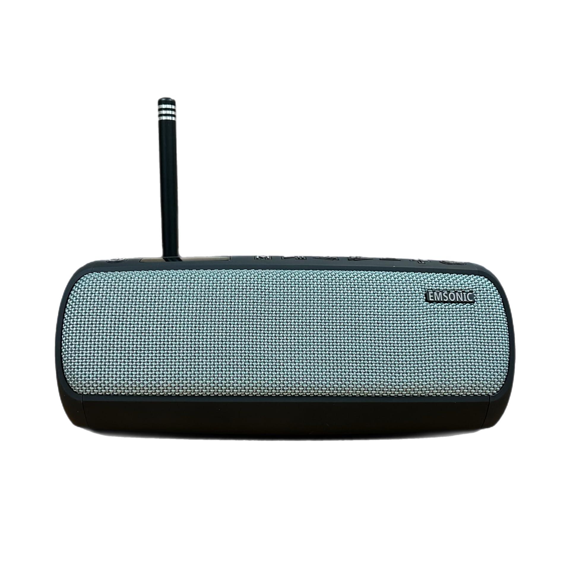 Emsonic Saver By Emsonic - Portable Bluetooth Speaker, Waterproof Speaker with Carbon Monoxide Detector & FM Radio - 24-Hour Playtime, 40W Powerfull Sound & Deep Bass - Orange