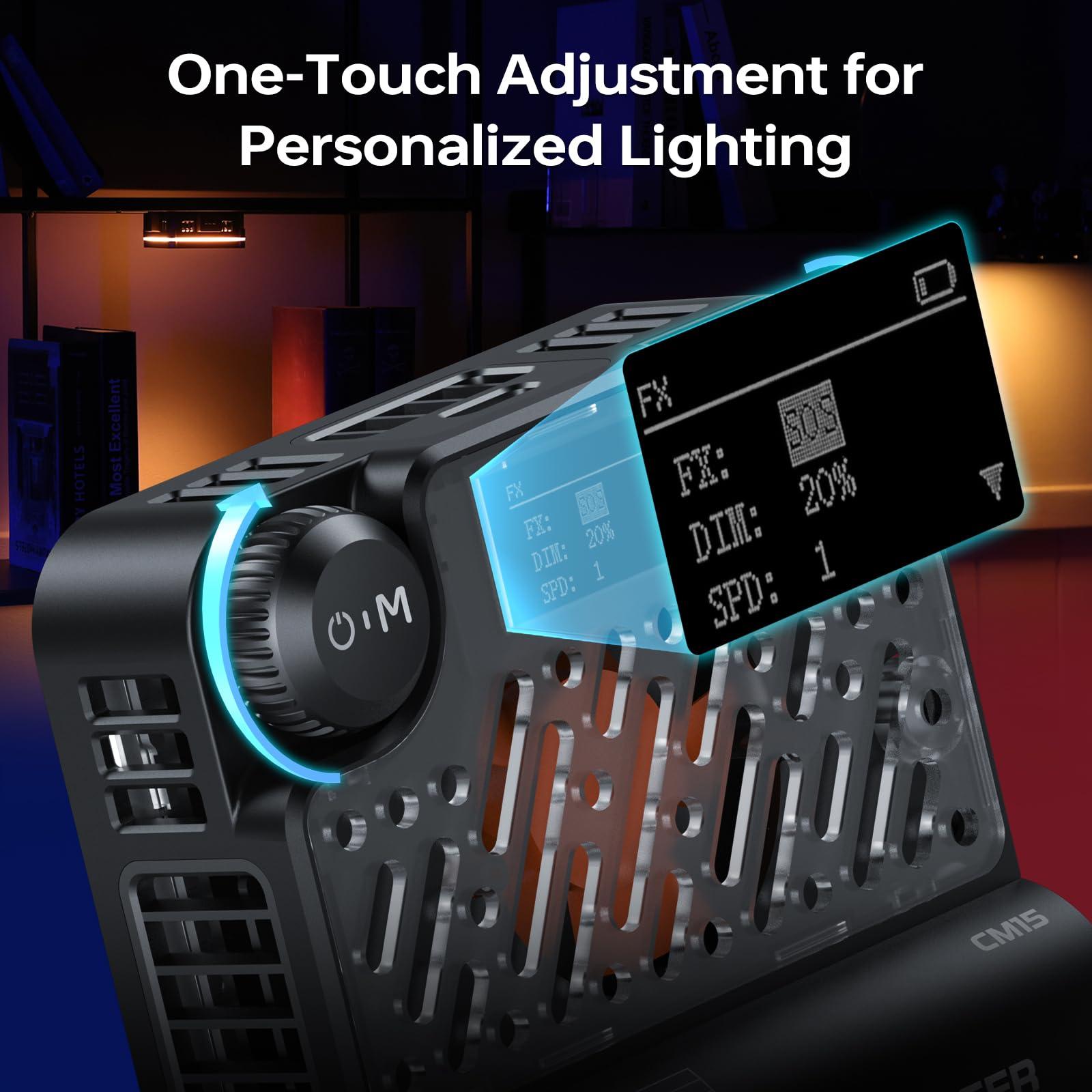 ZHIYUN ZHIYUN CINEPEER CM15 15W RGB Video Light Selfie Light 360 Full Color Camera Light with Cold Shoe 2600mAh CRI 94+ 2500k~10000k Rechargeable Portable Outdoor Photography Lighting Fill Handheld Light