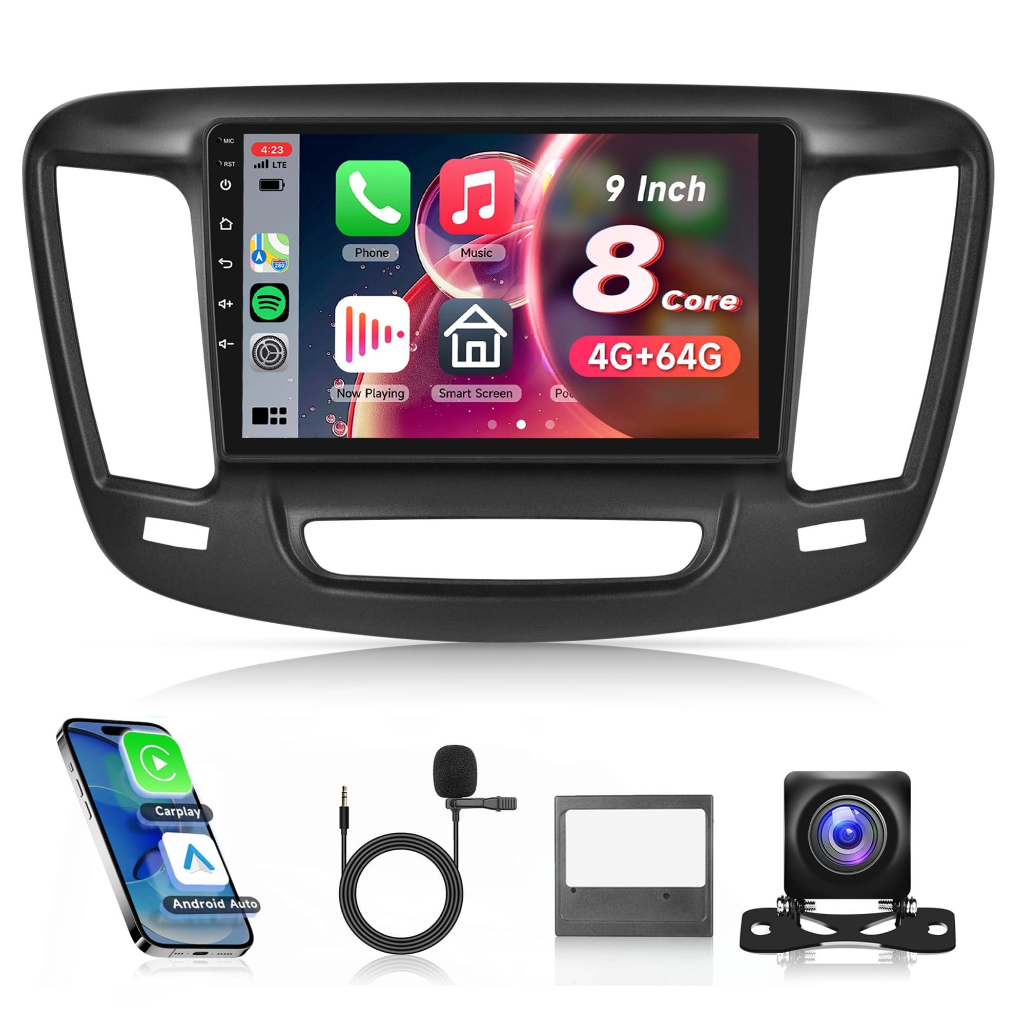 Rimoody 8 Core 4G+64G Android 13 Car Stereo Radio for Chrysler 200 200C 200S 2015-2019, Wireless Carplay Android Auto, Rimoody 9 Inch Touchscreen GPS 4G-WiFi DSP-36 Mirror Link 59-UI Themes BT FM Camera