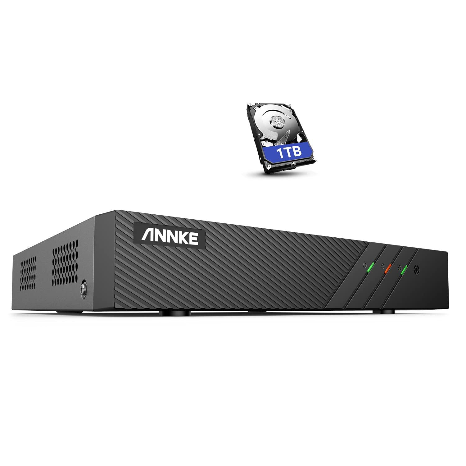 ANNKE ANNKE 8 Channel 6MP Security System Network Video Recorder (NVR), Only Supports up to 8 x 6MP ANNKE IP PoE Cameras, Power Over Ethernet, Free Remote Access, Motion Detection, 1TB Hard Disk Drive
