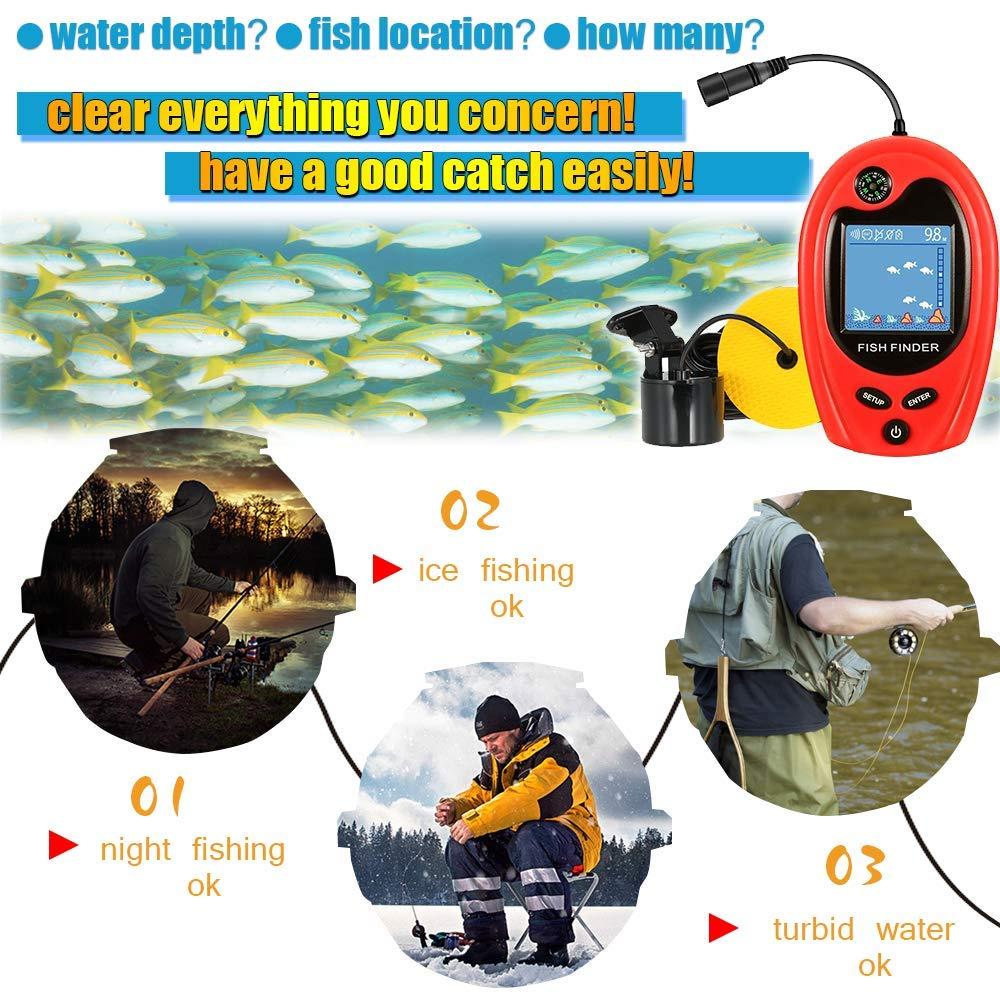 LUCKY LUCKY Sonar Portable Fish Finder Transducer Wired Water Depth Finders Boat Kayak Transducer Fish Finder Handheld Fishing Gifts for Men
