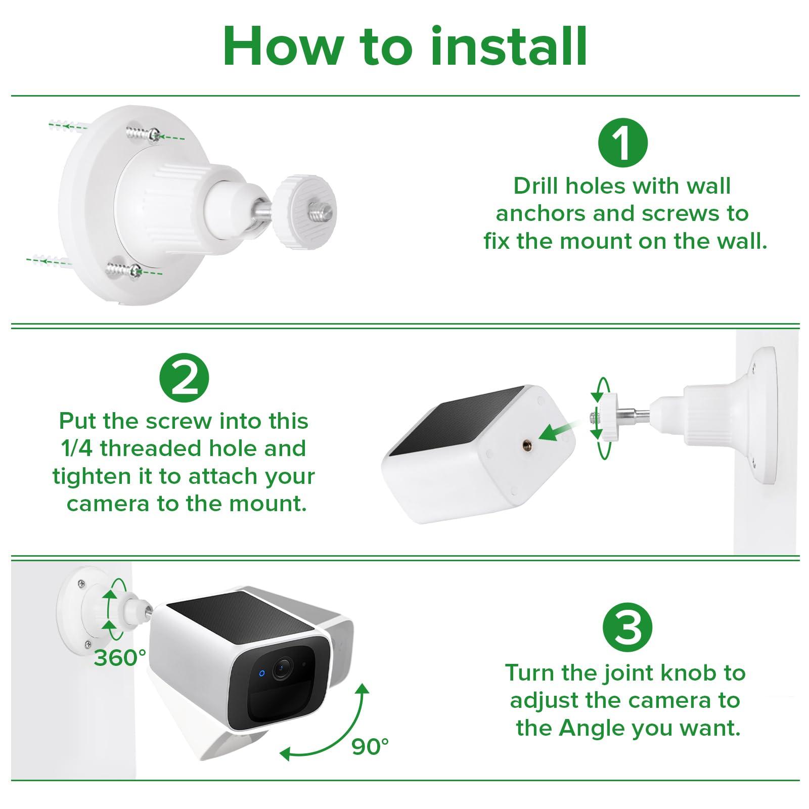 wochel 2Pack Security Camera Mount Compatible with eufy Solocam S220/C210, eufyCam 2C/2C Pro, 3/S330, 3C/S300, Easy to Install, Adjustable Camera Wall Mount with Stable and Firm Materials