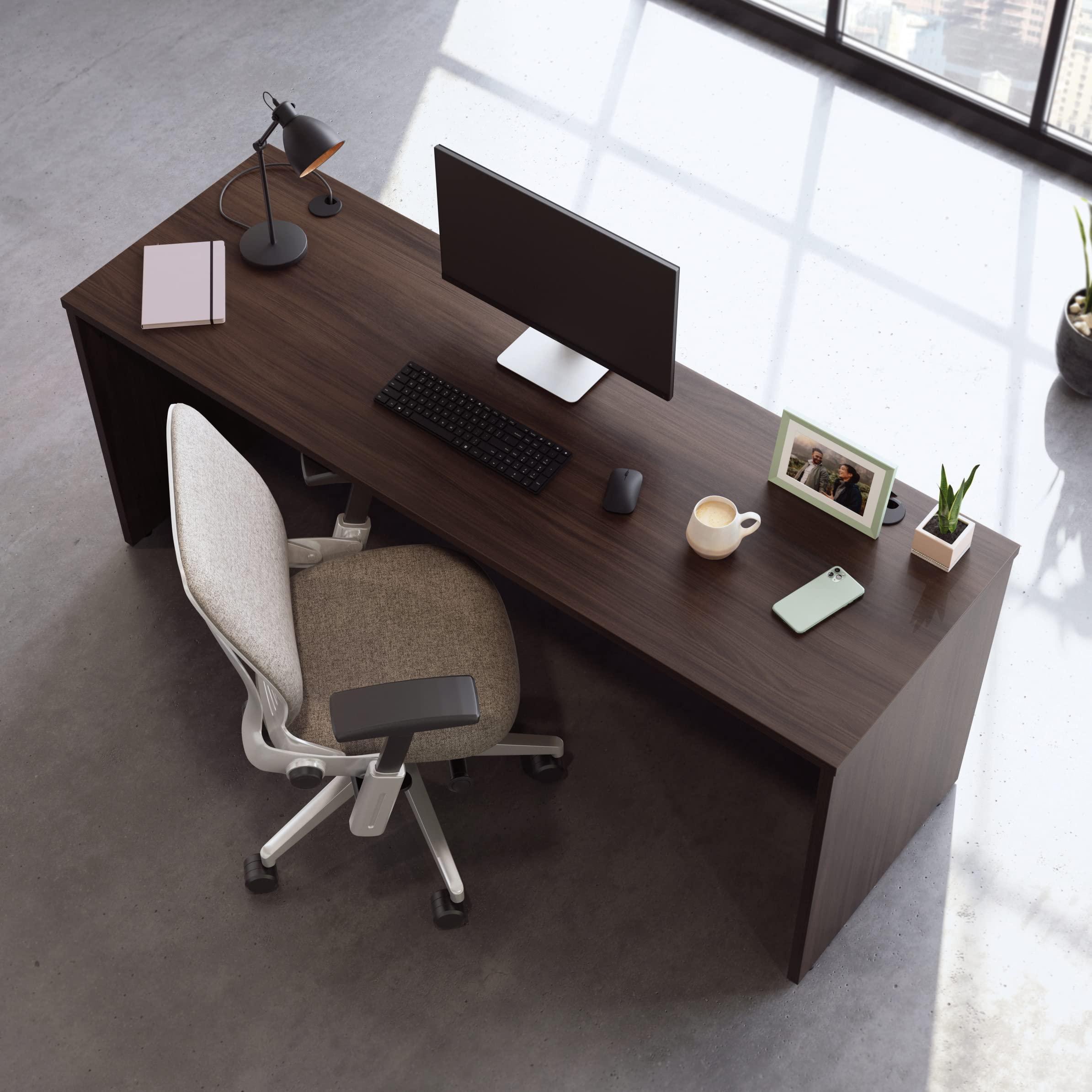 Sauder OfficeWorks by Sauder Affirm 72 X 24 Desk Shell/cred/Return, Noble Elm Finish