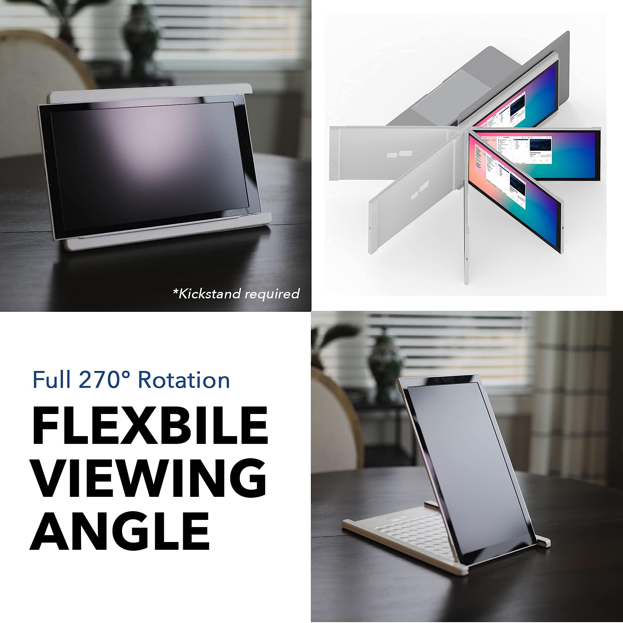 Duex Portable Monitor -Mobile Pixels Duex Lite Laptop Monitor with 12.5" Full HD 1920x1080p IPS Display,USBC Monitor Extender,Plug and Play,Any Laptops Compatible (White) (Renewed)