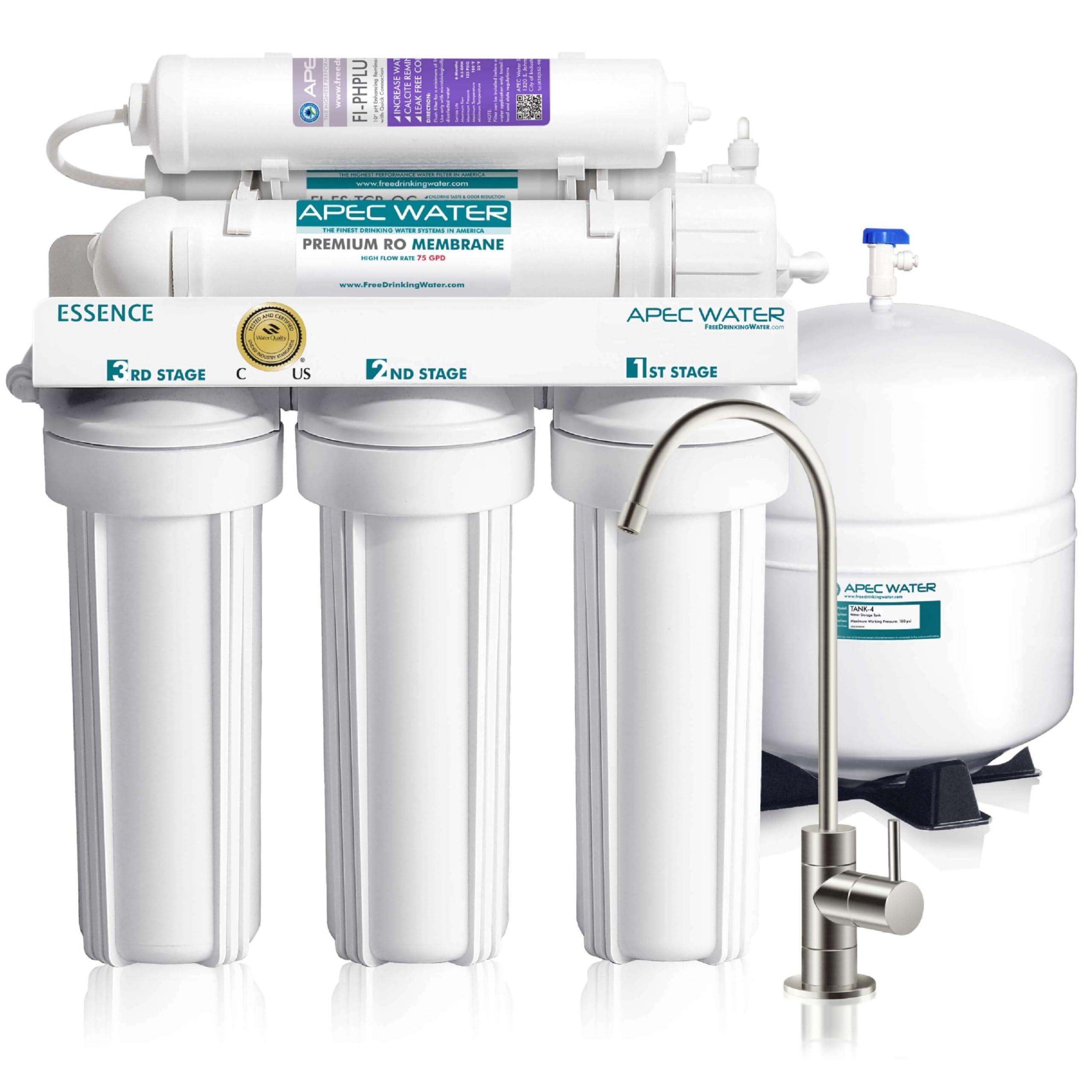 APEC Water Systems APEC Water Systems ROES-PH75 Essence Series Top Tier Alkaline Mineral pH+ 75 GPD 6-Stage Certified Ultra Safe Reverse Osmosis Drinking Water Filter System