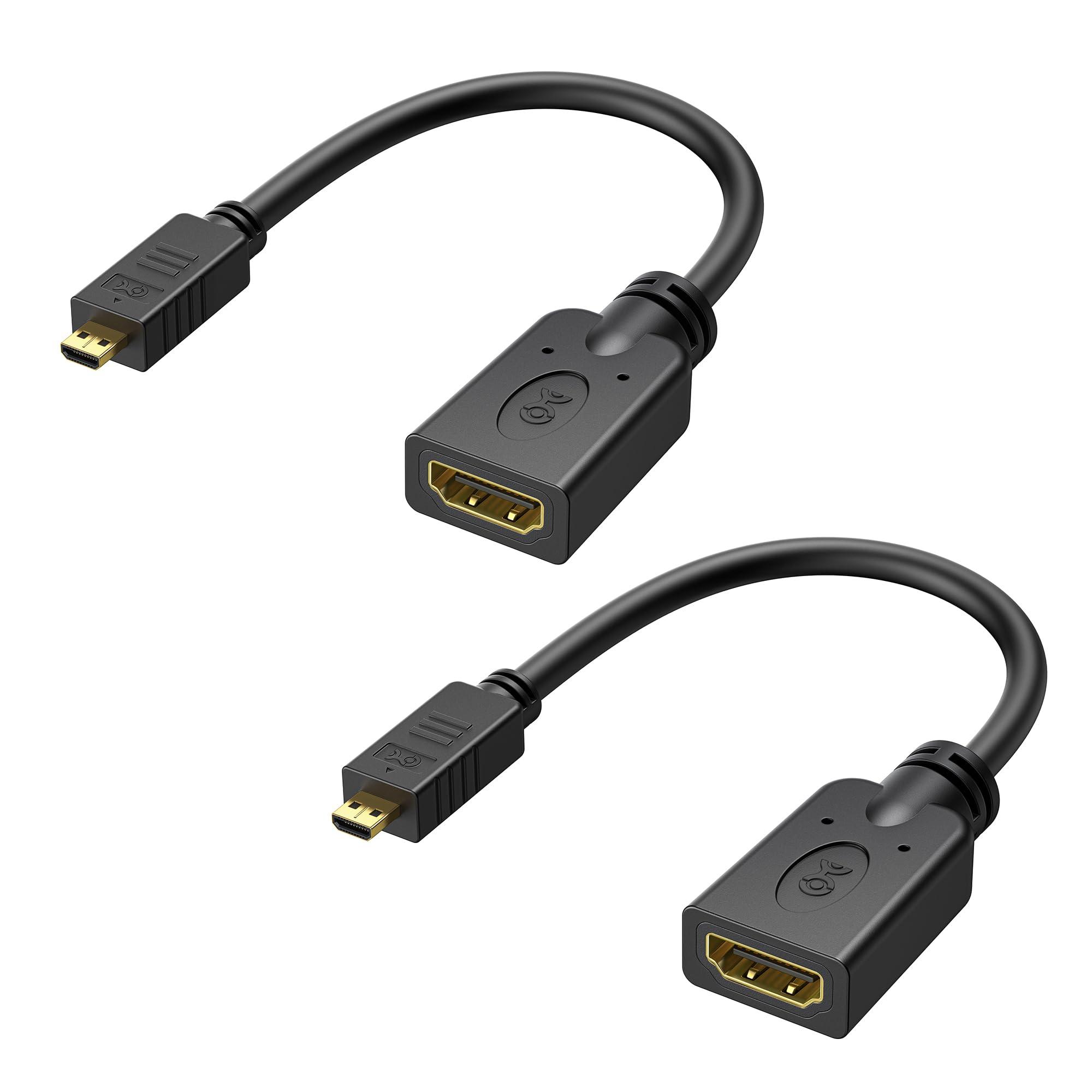 Cable Matters Cable Matters 2-Pack Micro HDMI to HDMI Adapter (HDMI to Micro HDMI Adapter) 6 Inches with 4K and HDR Support for Raspberry Pi 4 and Raspberry Pi 5