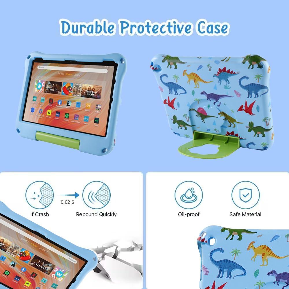 Topevoeon Topevoeon Dinosaur Fire HD 10 Tablet Case for Kids Boys Light EVA Kids Friendly Fire HD10 Plus 10.1 inch 2021 2023 11Gen Case with Handle Kickstand Kids Pro Shockproof Full Cover for Boy's Gift