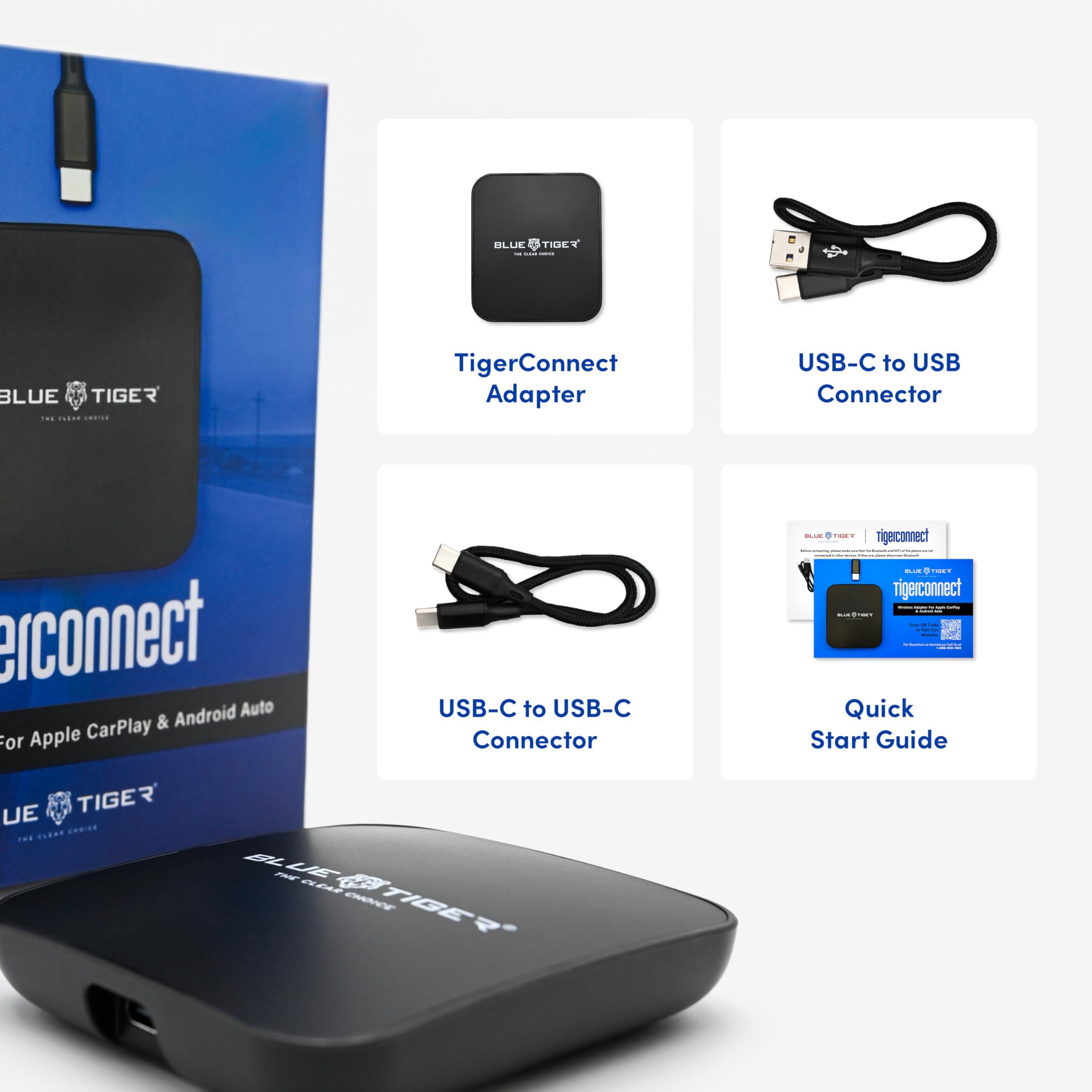 Blue Tiger Blue Tiger TigerConnect Wireless iOS|Apple CarPlay & Android Auto Adapter Converts Wired to Wireless CarPlay Plug & Play Stable and Fast Connection for Cars & Trucks