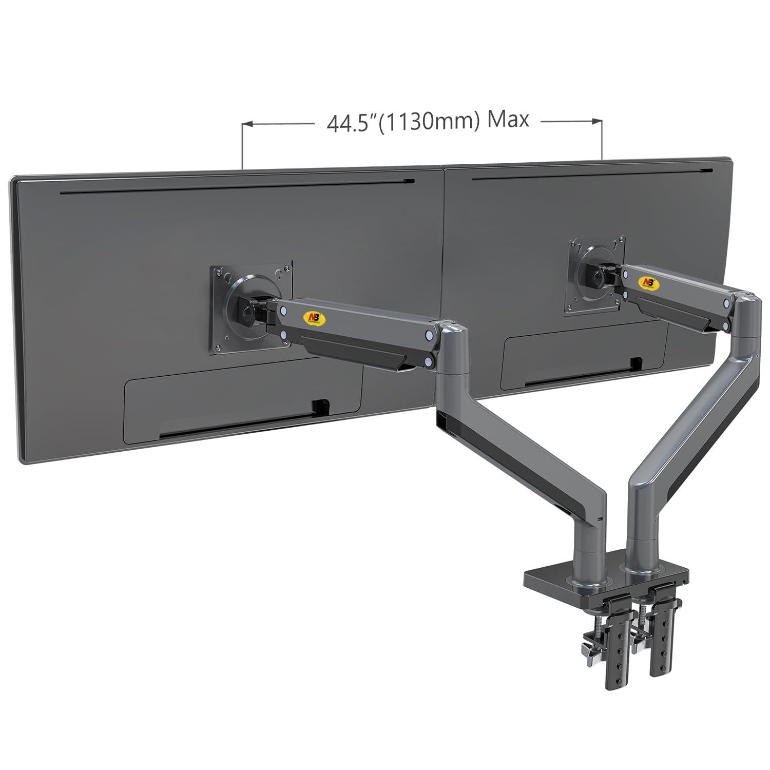 NB North Bayou NB North Bayou Dual Monitor Arm Ultra Wide Full Motion Swivel Monitor Mount for 22\'\'-32\'\' Monitors Load Capacity from 4.4 to 26.4lbs for Each Arm Height Adjustable Monitor Stand G35
