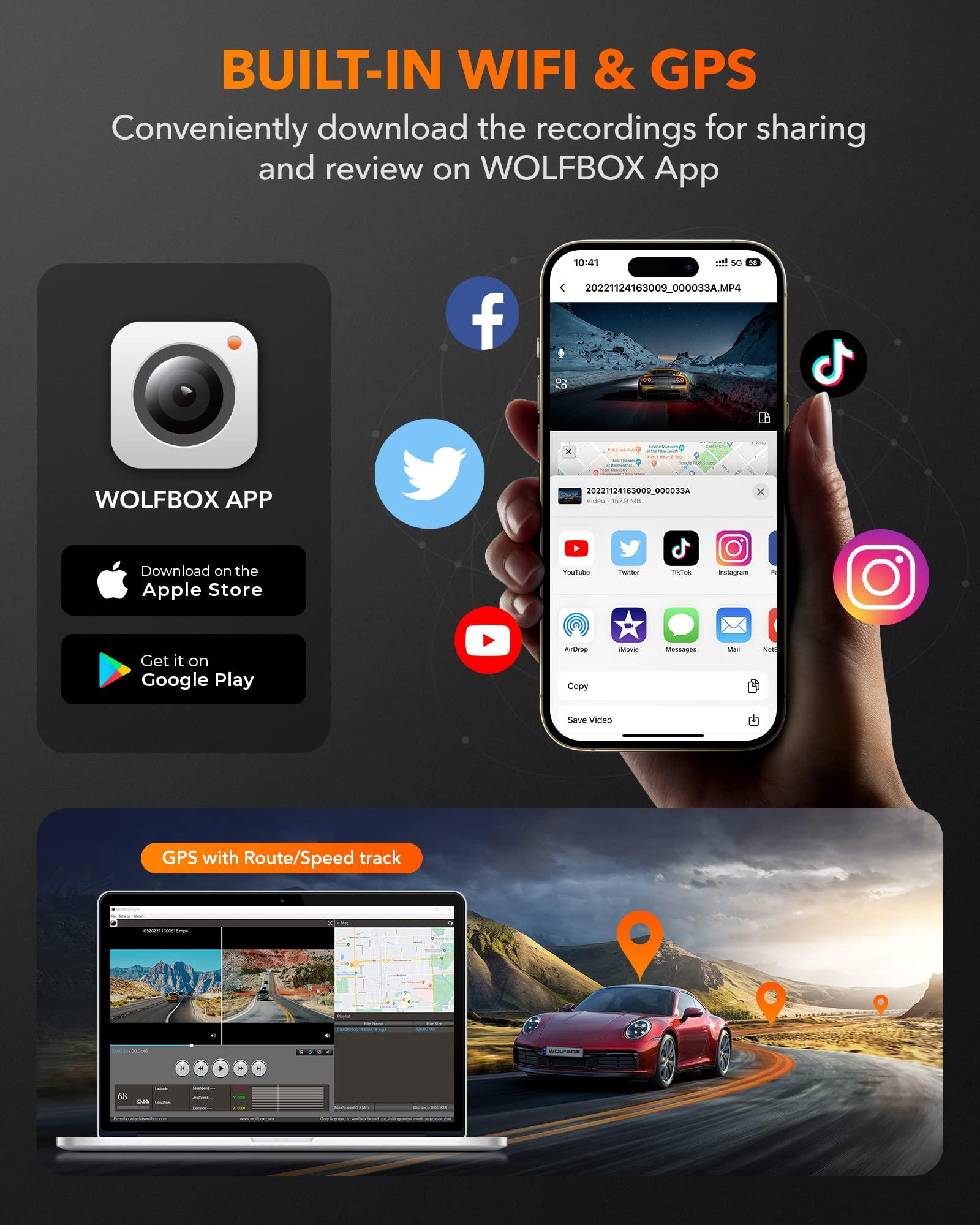 WOLFBOX WOLFBOX G840H Mirror Dash Cam & Circular Polarizing Lens