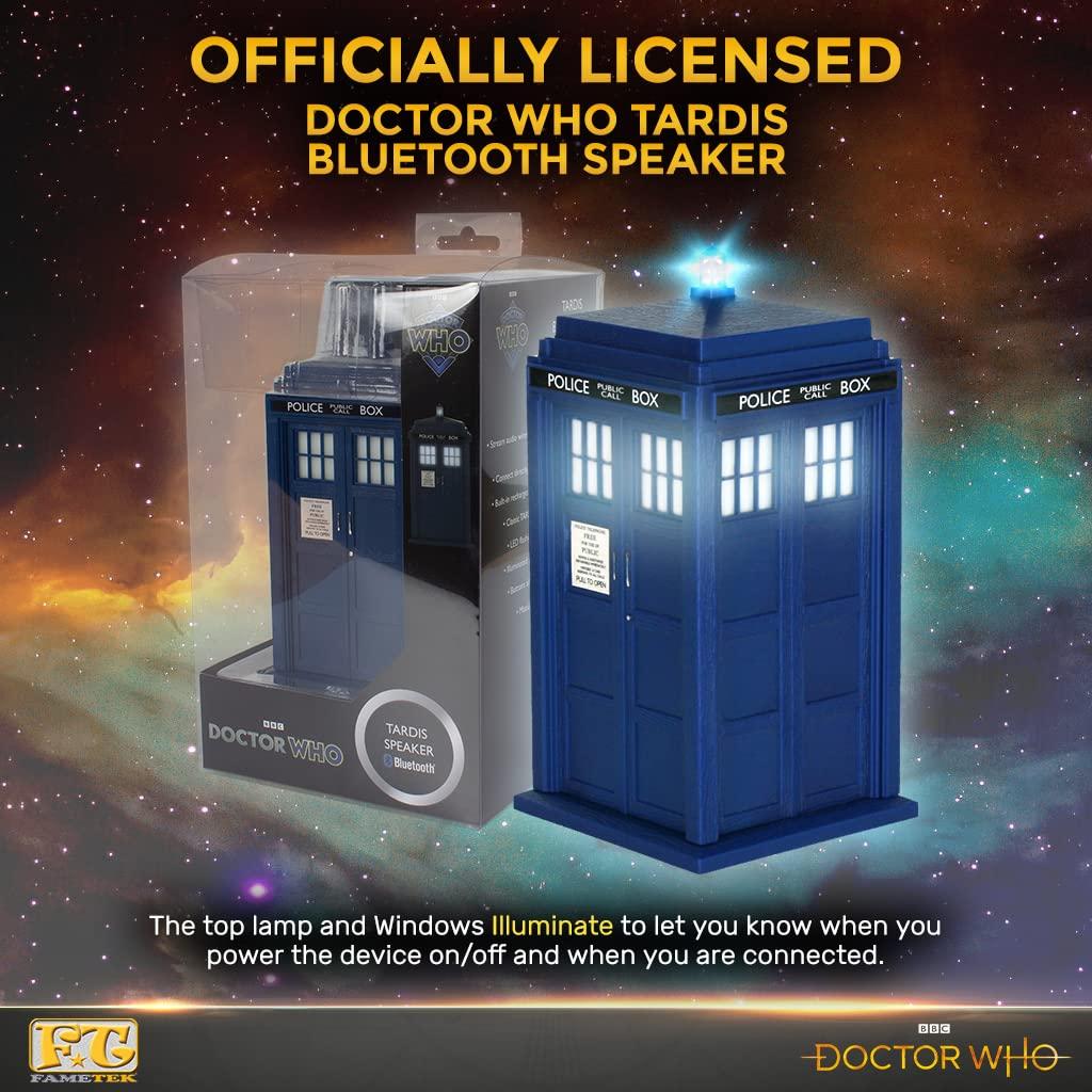 FAMETEK FAMETEK Doctor Who Tardis Bluetooth Speaker. Plays Music, Lights Up, Detailed Tardis Sounds Effects | Best Doctor Who Gifts. Doctor Who Collectibles