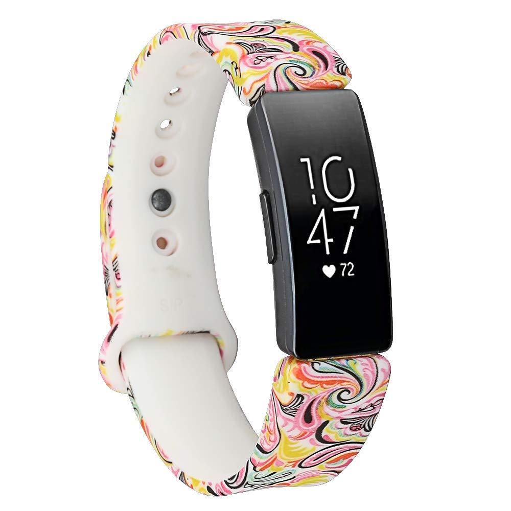 RuenTech Bands Compatible with Fitbit Inspire 2 Band Replacement Soft Silicone Wristband Pattern Printed Strap for Inspire 2 Bands Women/Men (Multicolor-3pcs B)