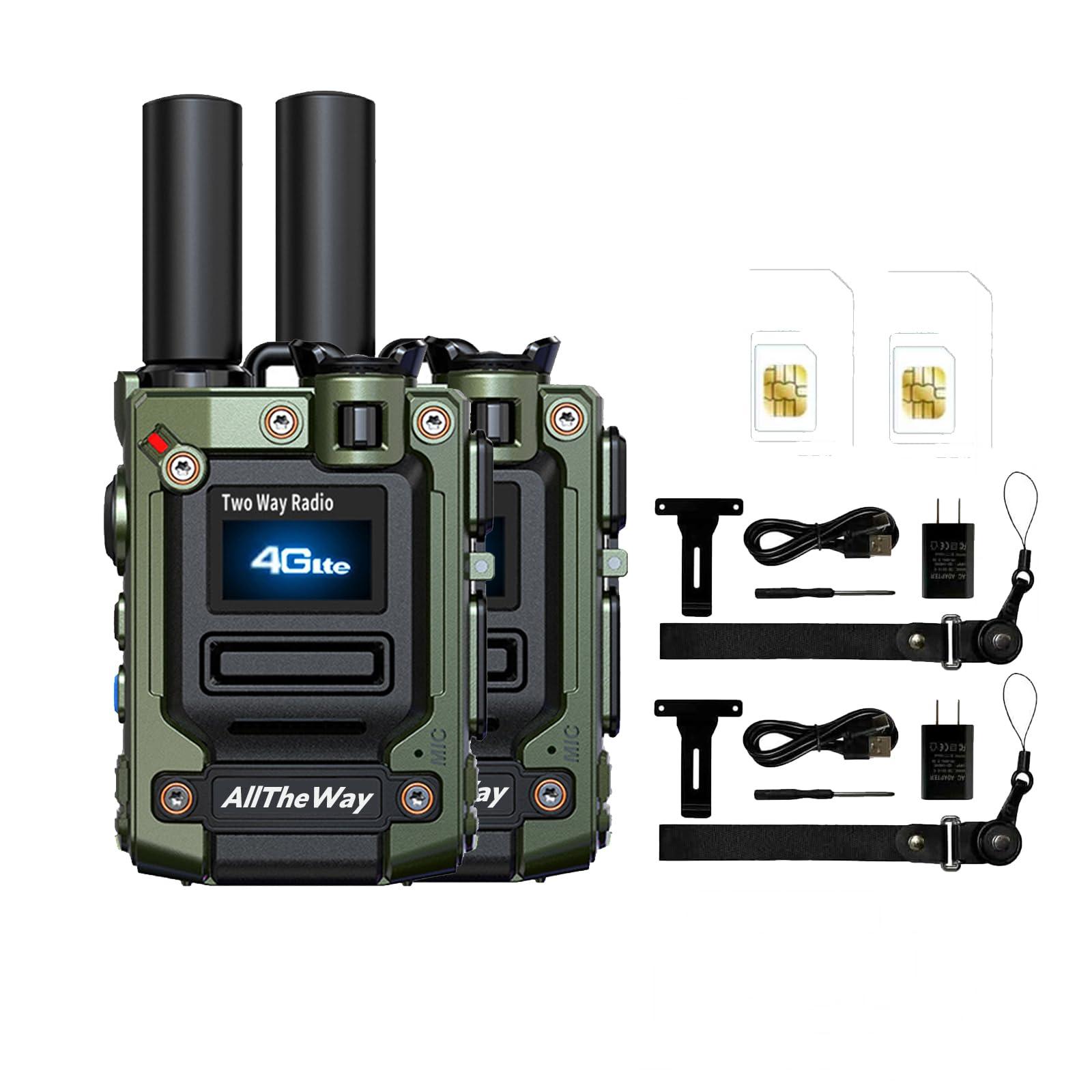 Alltheway Alltheway 2 Pack Rapid Radios Unlimited Range Nationwide Walkie Talkie Global 4G PTT Two Way Radio with Flashlight 5000 Miles Reach, Rechargeable for Familiy, Work Green