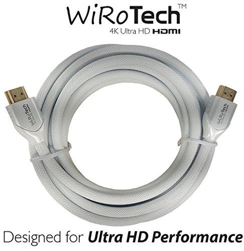 WiRoTech WiRoTech HDMI Cable 4K Ultra HD with Braided Cable, HDMI 2.0 18Gbps, Supports 4K 60Hz, Chroma 4 4 4, Dolby Vision, HDR10, ARC, HDCP2.2 (15 Feet, White)
