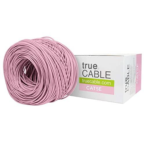 TRUE CABLE trueCABLE Cat5e Riser (CMR), 1000ft, Pink, 24AWG 4 Pair Solid Bare Copper, 350MHz, PoE++ (4PPoE), ETL Listed, Unshielded Twisted Pair (UTP), Bulk Ethernet Cable