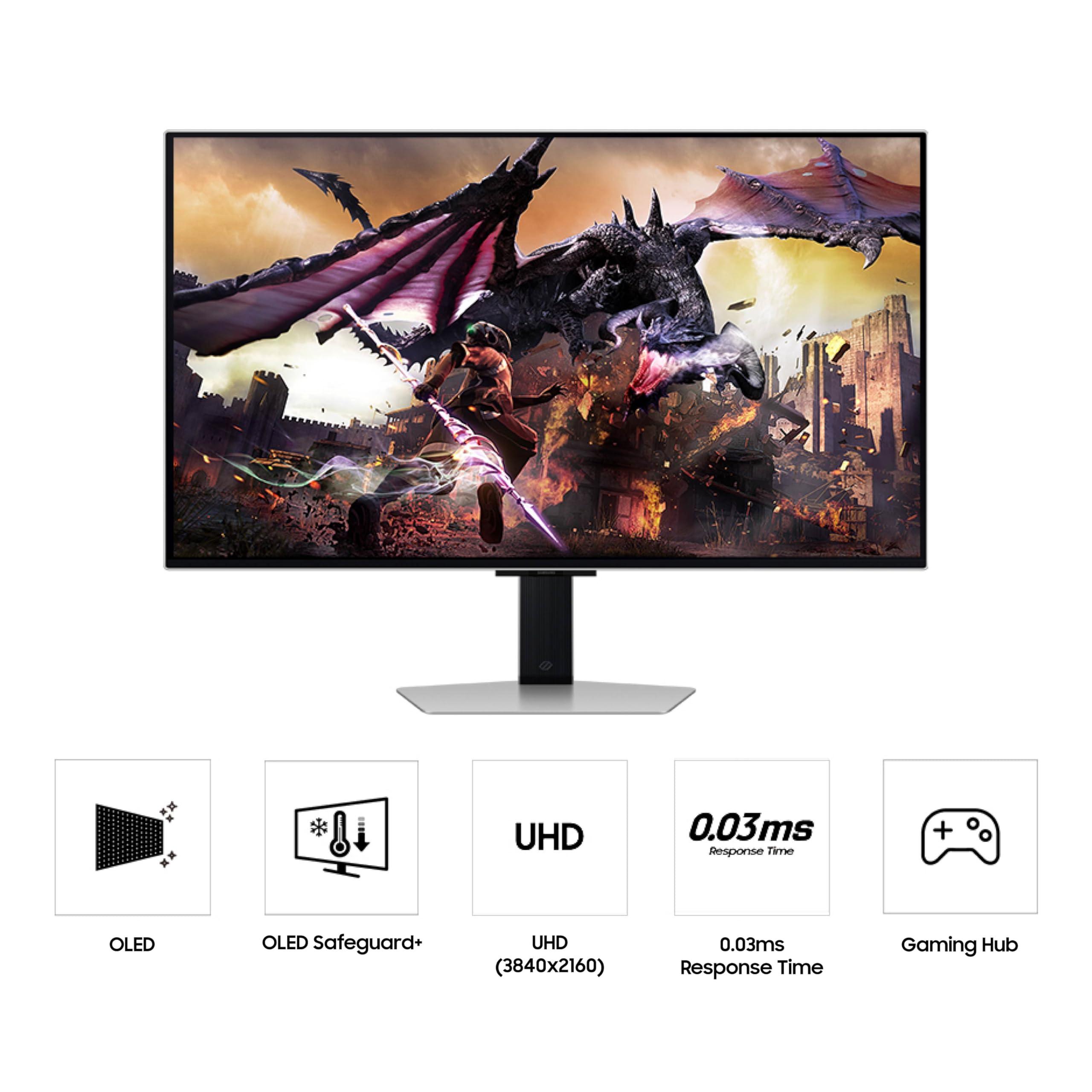 Samsung Samsung 32" Odyssey OLED G8 (G80SD) Series 4K UHD Smart Gaming Monitor w QD-OLED, 240Hz 0.03ms, G-Sync Compatible, Glare-Free Display, Sleek Metal Design, LS32DG800SNXZA, 3 Yr Warranty