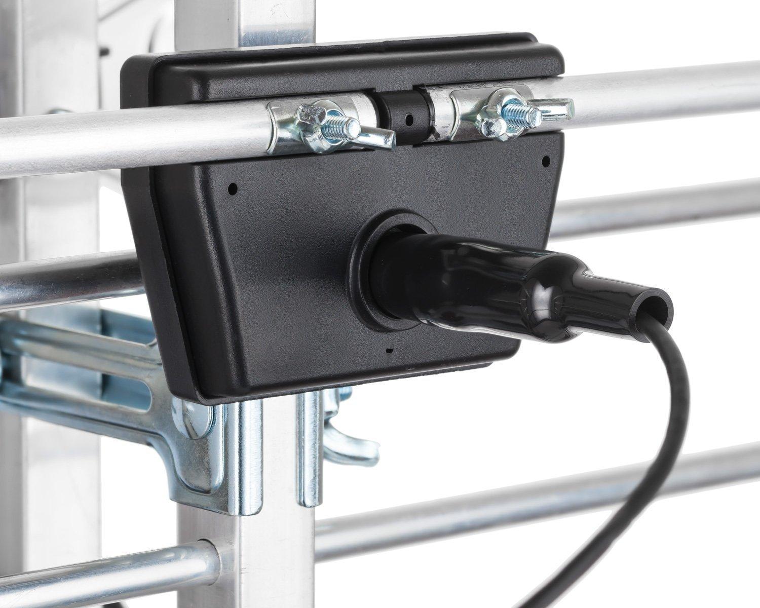 pingbingding PBD Outdoor Digital HD TV Antenna with High Gain Amplifier 150 Mile Long Range for UHF/VHF, Mounting Pole, 40FT RG6 Coaxial Cable, Easy Installation