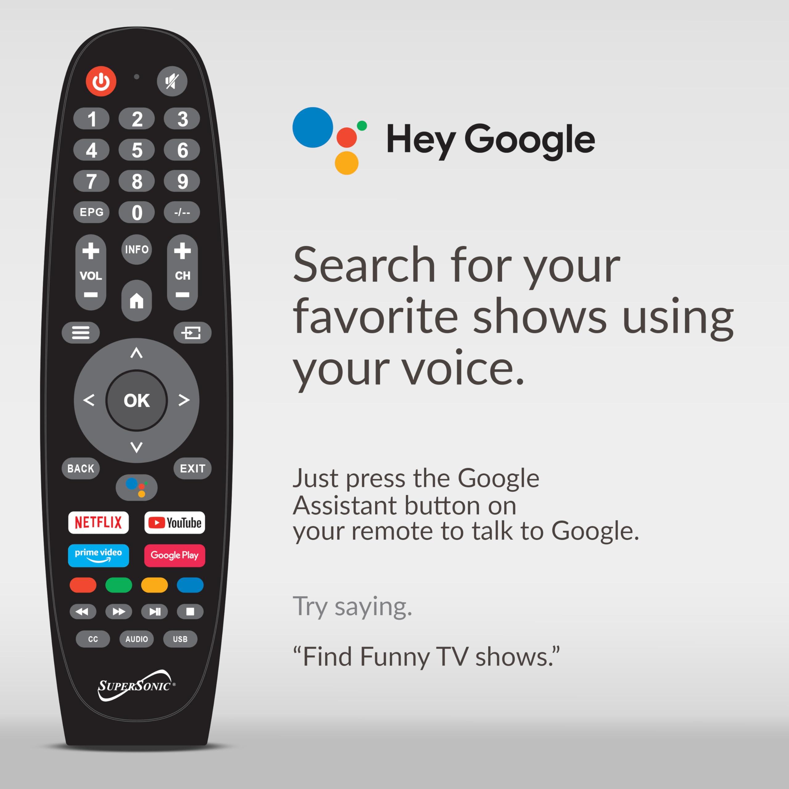 Supersonic Supersonic SC-2450GTV-A 24-inch DLED Smart HDTV with Google Assistant, ATSC & NTSC System, HDMI USB Input, WiFi, 1080p Resolution, 16.7M Colors,60Hz Refresh Rate, Bluetooth, AC/DC Compatible