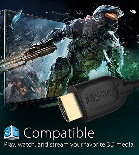 Fosmon Fosmon 4K HDMI Cable 30FT/9M, HDMI 2.0 Cable 4K@60Hz/2160p Support 18Gbps, HDCP, 3D, ARC, Dolby TrueHD, 30AWG Compatible with UHD TV, PC Monitor, Console, PS4, PS5, Xbox 360/One/X/S, Nintendo Switch