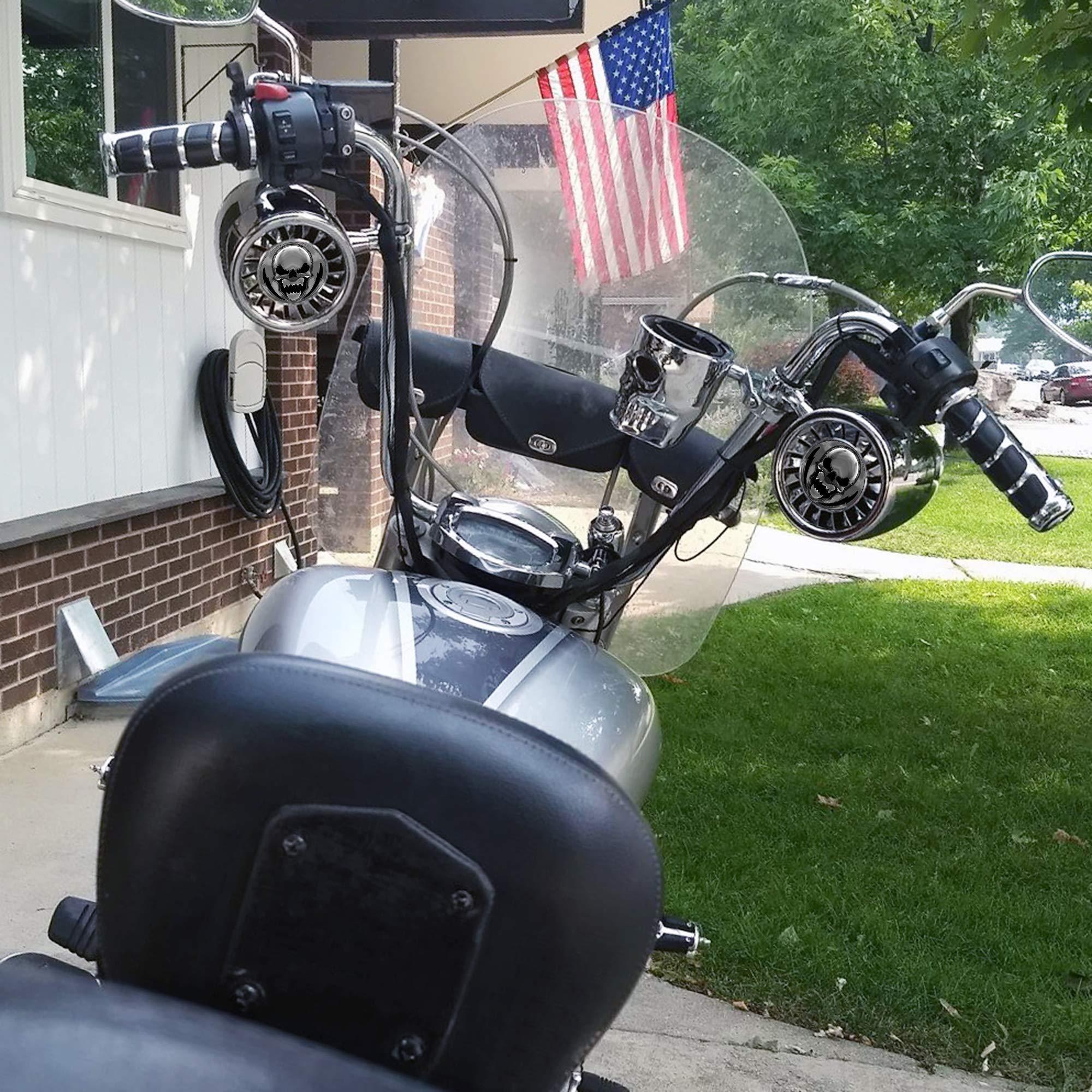 GoHawk GoHawk AS5-X Gen.3 All-in-One 600W Built-in Amplifier 5\" Full Range Waterproof Bluetooth Motorcycle Stereo Speakers Audio Amp System, 1 to 1-1/4\" Ape-Hanger Handlebar Harley Custom Touring Cruiser