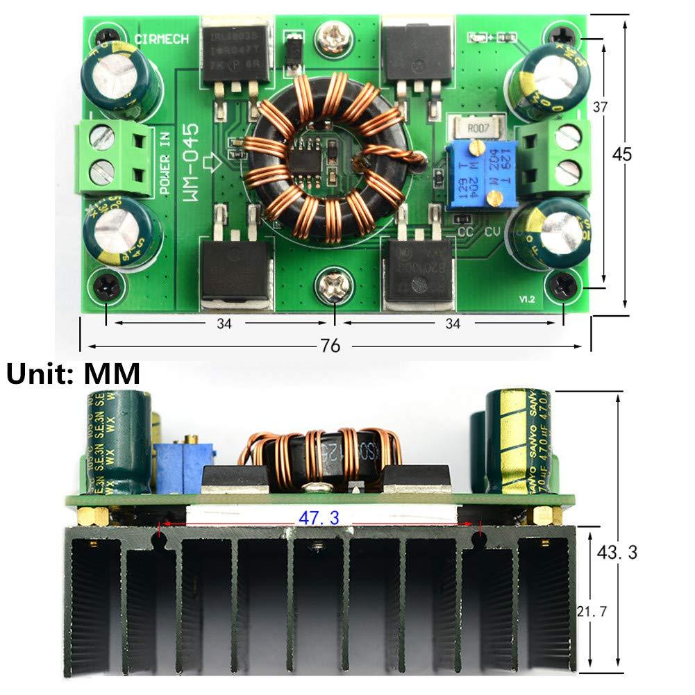 Dasiter Auto Boost Buck Converter, 5A(Max 10A) DC 5V-30V to 1.25-30V Voltage Regulator Constant Voltage Constant Current CV CC Auto Step-Up/Down Boost Converter Solar Charging Power Supply Module 150W