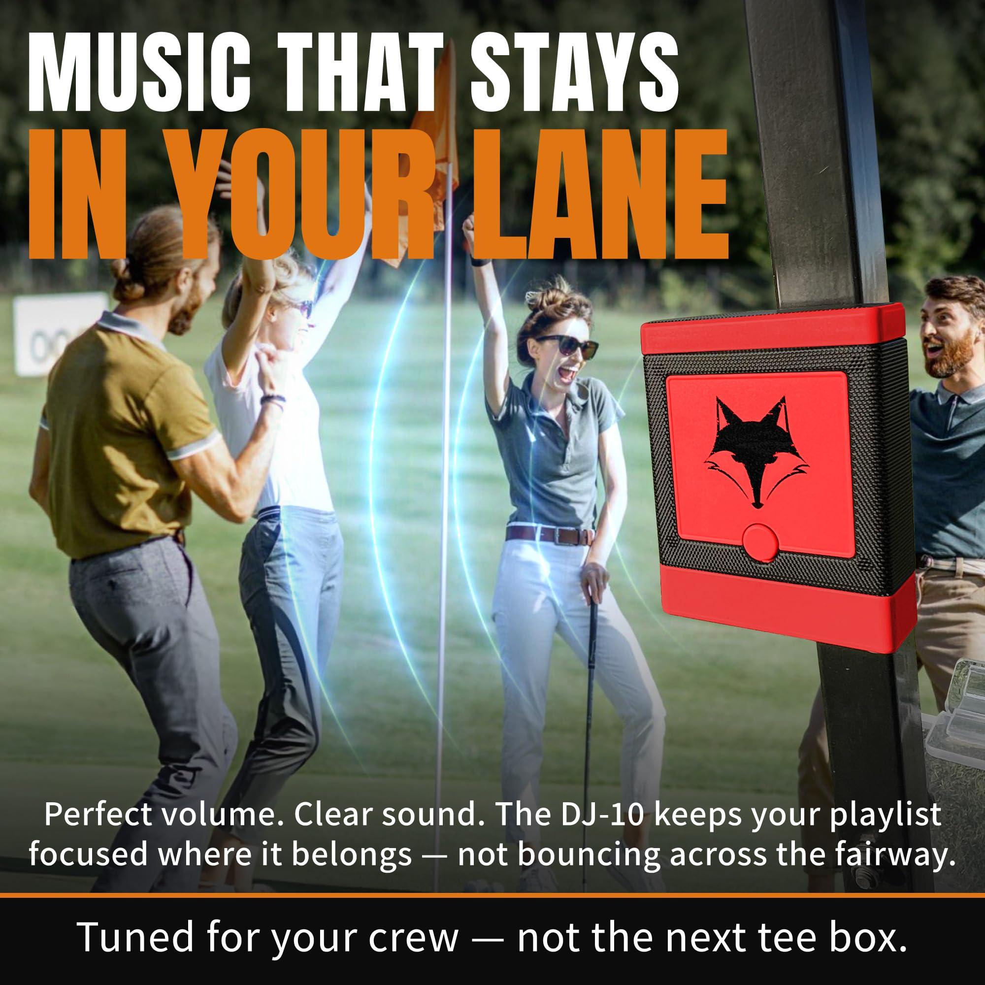 DESERT FOX GOLF DESERT FOX GOLF DJ-10 Golf Cart Bluetooth Speaker Wireless Magnetic Golf Speaker with Secure Mount Loud, Weatherproof Sound with Retro Volume Knob & Built-in Charging (Red)
