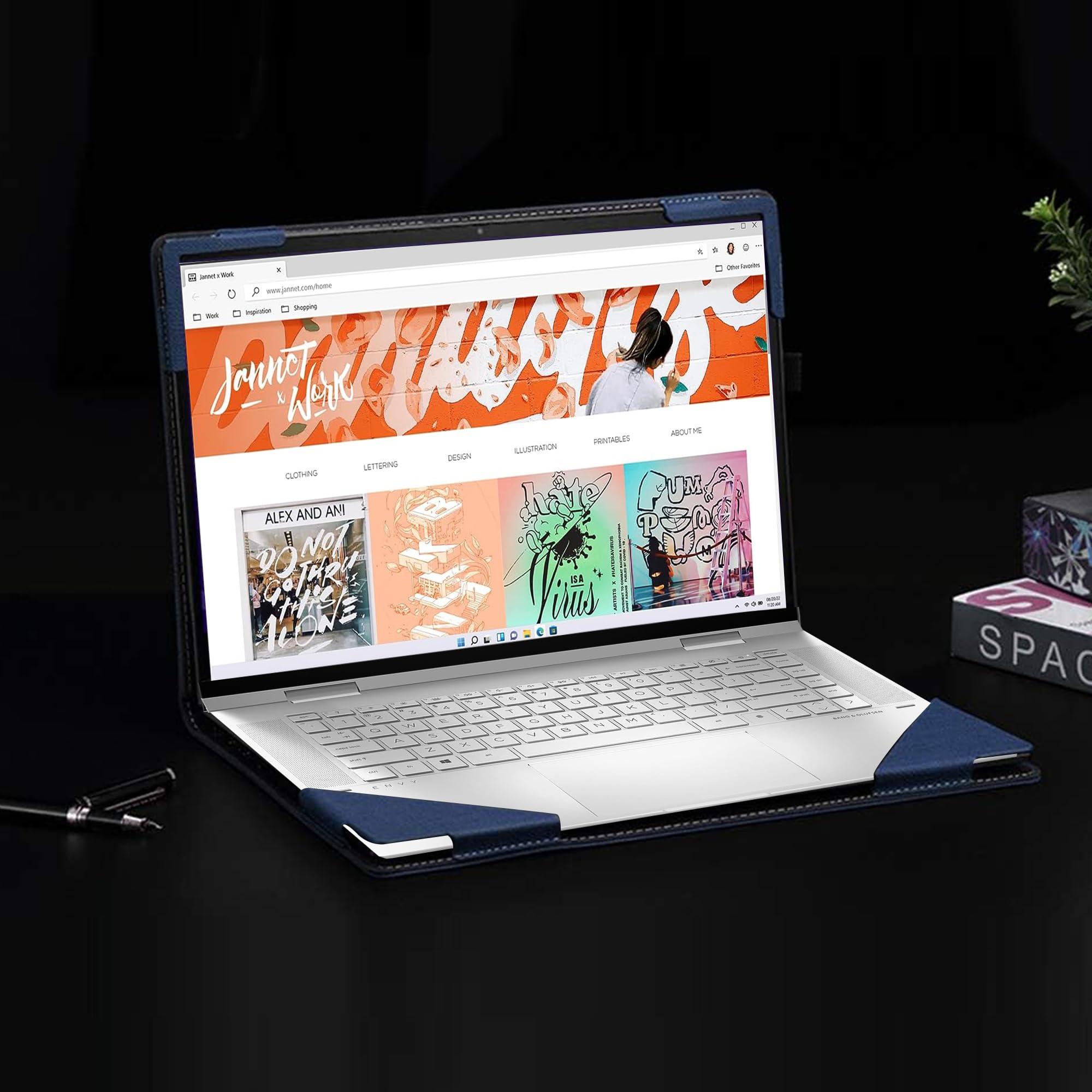 VEVOOD Laptop Case for HP Envy x360 Convertible 15-inch Laptop 15-es2026nr|15-es2010nr 2022|15-eu1026nr| 15-es2000 Series 15.6inches Notebook Sleeve Detachable Protective Back Shell (Blue)