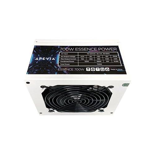 Apevia Apevia ATX-ES700-WH Essence 700W ATX Semi-Modular Gaming Power Supply with Auto-Thermally Controlled 120mm Black Fan, 115/230V Switch, All Protections, White Casing