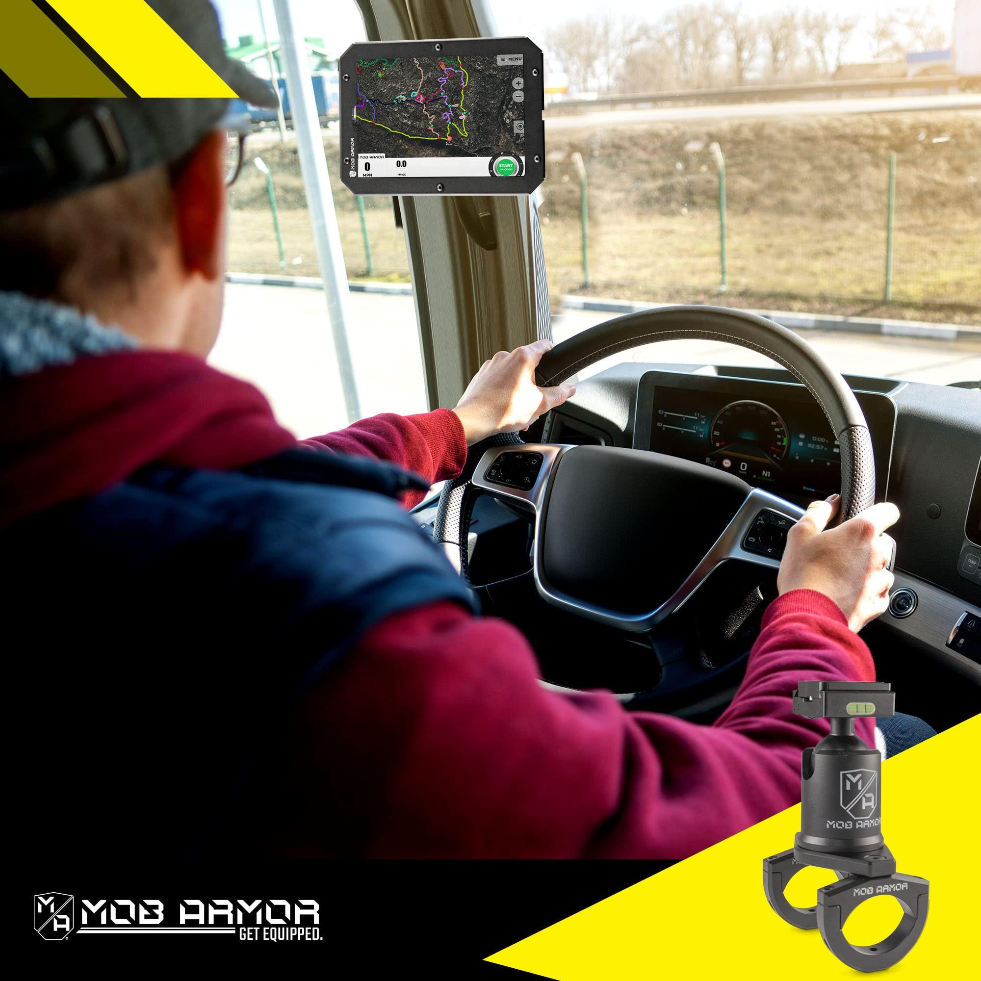 Mob Armor Mob Armor Quick Release Maxx Tube Mount - Adjustable Tablet Holder with Rotating and Tilting Housing, Quick-Detach Mechanism, and Secure Clamp for Mounting on Tubes in Vehicles, Worksites, and Gyms