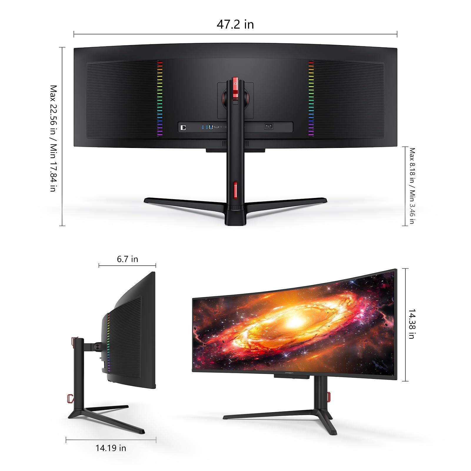 INNOCN INNOCN 49" OLED Ultrawide Curved Gaming Monitor 5120 x 1440p 144Hz, 0.03ms, USB Type C 90W, HDMI 2.1, DisplayPort, USB Hub, Speakers, Adaptive-Sync, Adjustable Stand, Black