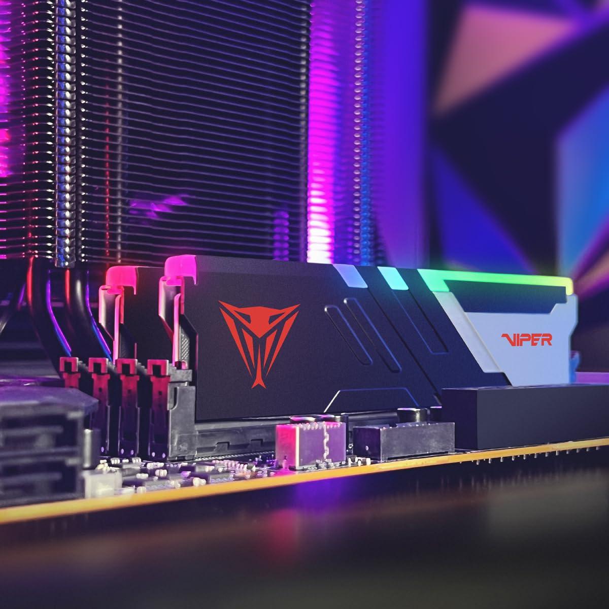 Patriot Memory Patriot Memory Viper Venom RGB DDR5 RAM 64GB (2X32GB) 5200MHz CL40 1.35v UDIMM Desktop Gaming Memory Kit Compatible with Intel XMP/AMD Expo - PVVR564G520C40K