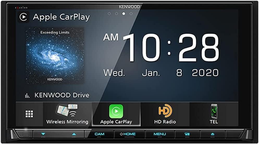 Kenwood KENWOOD DDX9707S 6.95" Capacitive Touch Screen DVD Multimedia Receiver with Apple CarPlay & Android Auto | Plus CMOS-230 Rearview Camera with Universal Mounting Hardware & Video Cable