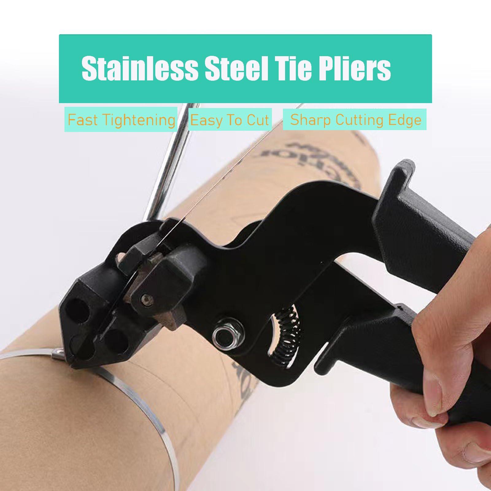 nLn Hope Stainless Steel Cable Tie Gun Metal Zip Tensioner, Multi-Purpose Hand Tensioning Cutting Tool for Self-Locking Metal Zip Ties Cable Strap Tie (PG100 Cable Tie Gun)