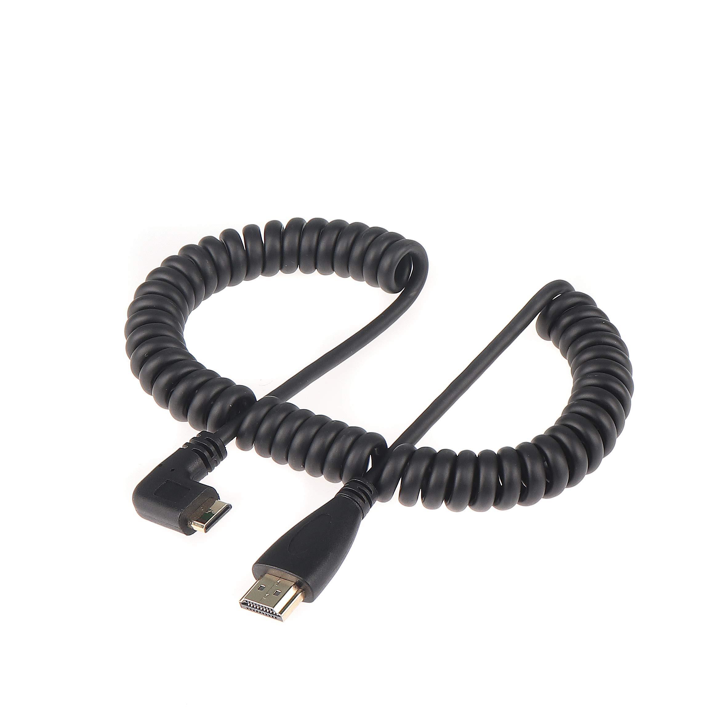 FOTGA Fotga 2M/6.5ft Extendable Male Mini HDMI to HDMI High Speed 4K HDMI Spring Cable Cord,1080P,Gold Connector for DSLR Video Camera Field Monitor,Smartphone,PC Laptop TV Projector