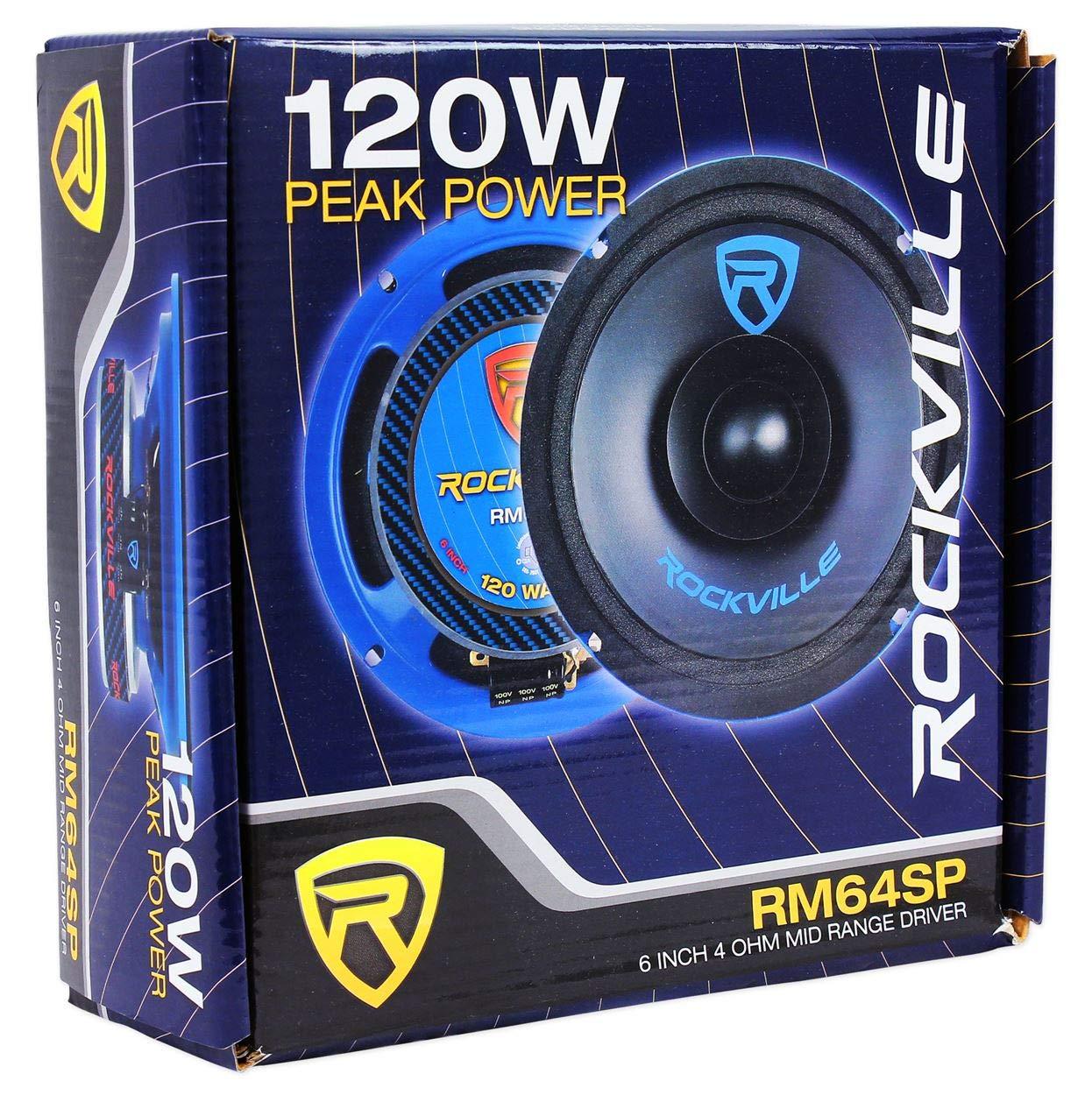 Rockville Rockville (6) RM64SP CEA Compliant 6.5 480W Midrange Car Speakers 4 Ohm
