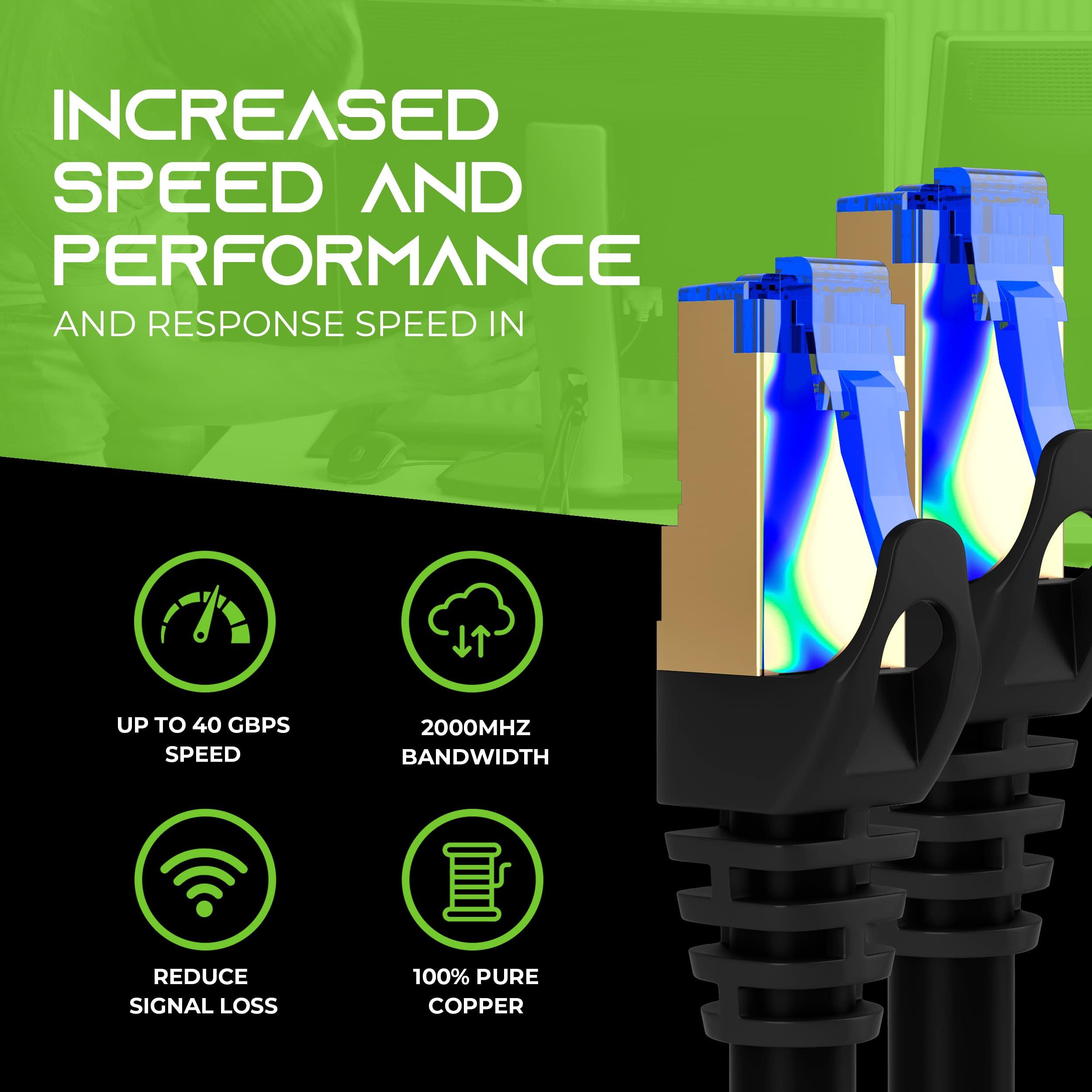 GEARit GEARit Cat8 Outdoor Ethernet Cable (100 Feet) Waterproof, Direct Burial, In-Ground, LLDPE UV Jacket, Pure Copper, 26AWG, 40Gbps 2000Mhz SFTP Patch Cord, POE, Network, Internet, Cat 8 Cable - 100ft