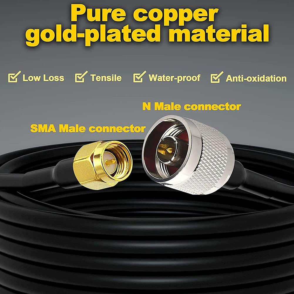 onelinkmore Ultra Flexible SMA to N Cable 15-Meter(49.2 Ft) Low Loss RG58 N Male to SMA Male Antenna RF Coaxial Cable and Two-Way Radio Applications Pure Copper 50 ohm for 3G/4G/LTE/ADS-B/Ham/WiFi/RF Radio