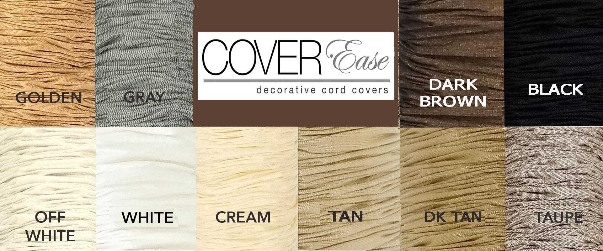 COVER EASE DECORATIVE CORD COVERS Black/Night COVEREase Cord Cover 9 ft Faux Silk Fabric Lamp Cord Cover - Cable Sleeve, Wire Cover, Cord Hider for Cable Management for Electrical Lighting Fixtures (2 Pack)