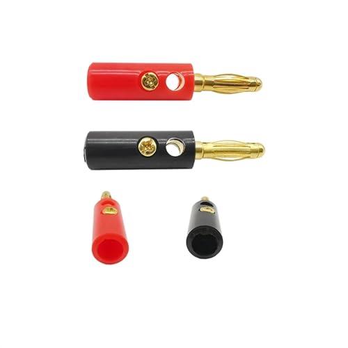 WUZDPRCJ 10Pcs 4mm Banana Plugs Audio Speaker Wire Cable Connector Gold Plated Banana Plug Connectors Adapter for Amplifier Black Red (Color : 10Pcs Red)