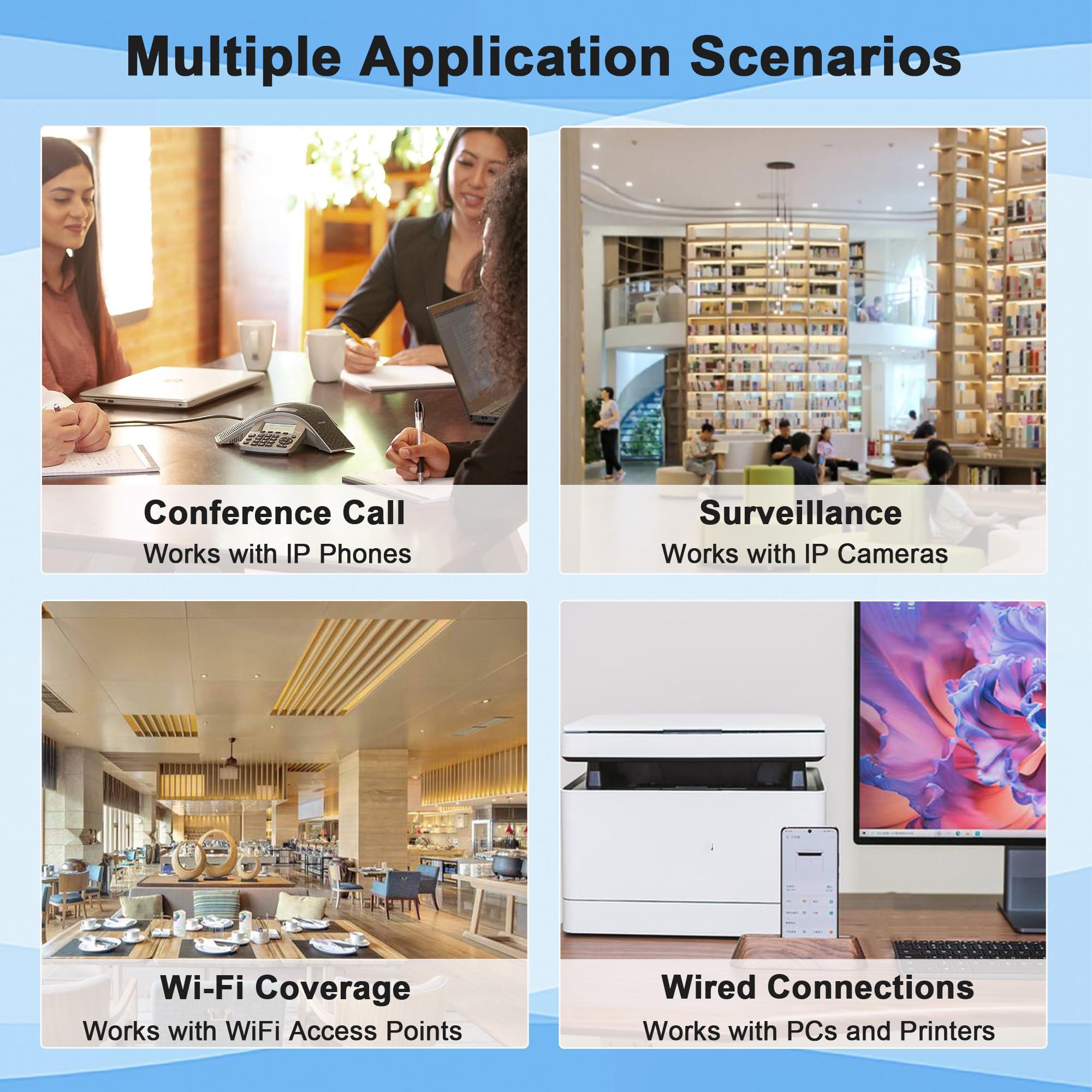 Closs Gigabit PoE Switch, 2 Port Gigabit Ethernet Switch, Ethernet Splitter, Non-PoE to PoE Adapter, Network Hub 1 in 2 Out, Supplies POE (15.4W) or PoE+ (30W), Plug & Play, Distance Up to 328 Ft.