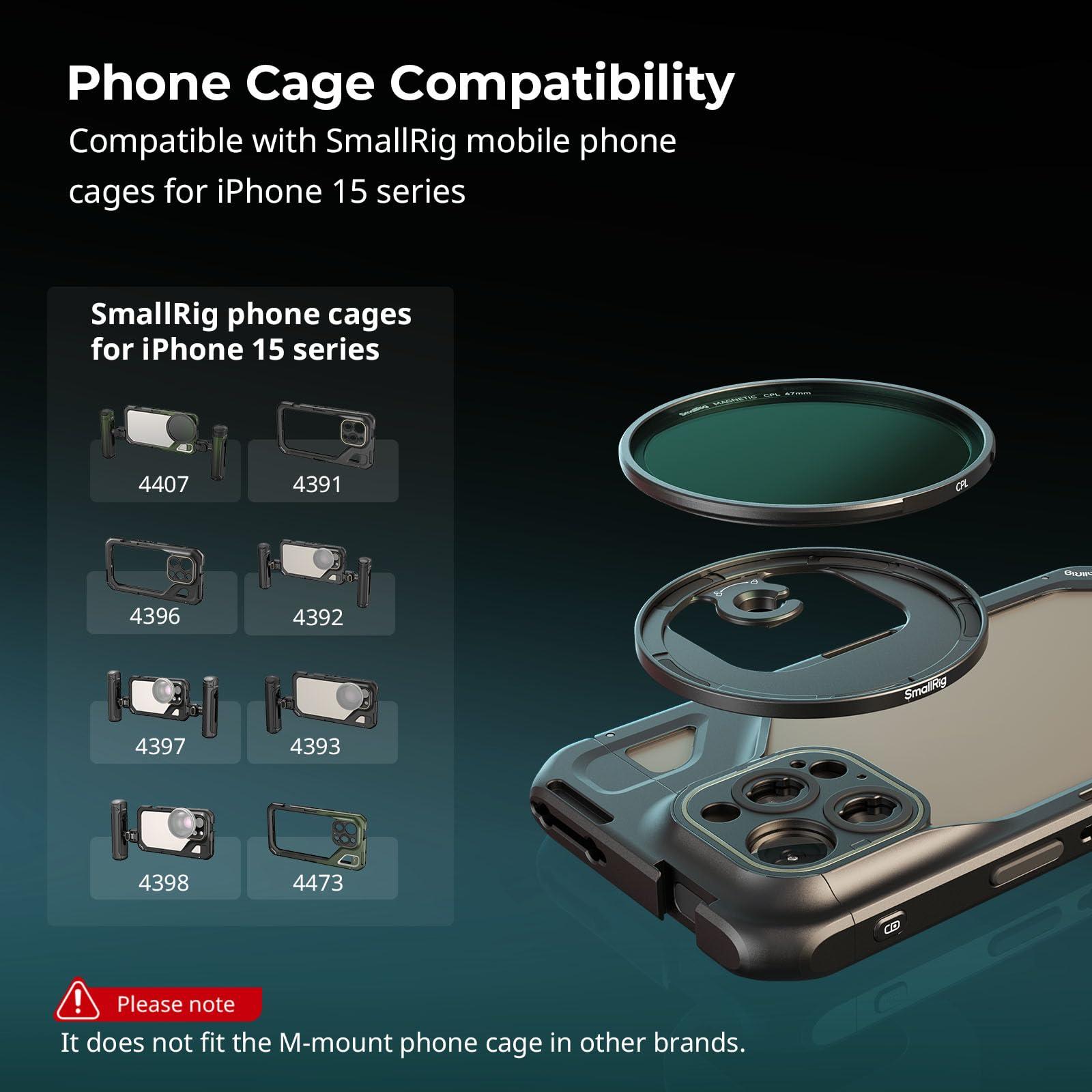 SMALLRIG SMALLRIG 67mm Magnetic Circular Polarizer Filter Including 67mm Threaded Filter Ring and M-Mount Filter Adapter, Magnetic CPL Filter Kit with Waterproof Scratch Resistant - 4727