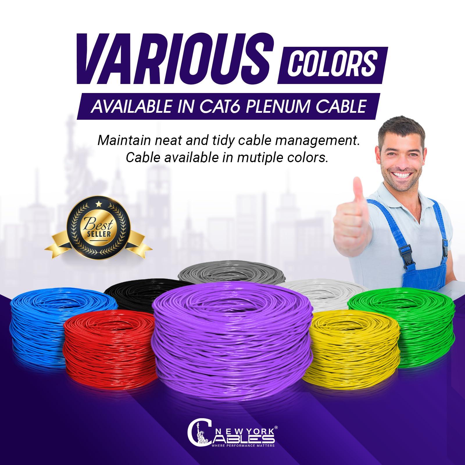 NewYork Cables NewYork Cables | CAT6 Plenum Cable 1000ft (CMP) | UTP, 550MHz, 23AWG, 4Pair UTP 10GB Internet Cable | Quality Tested Bulk Ethernet Cable for Networking & Gaming (Purple)