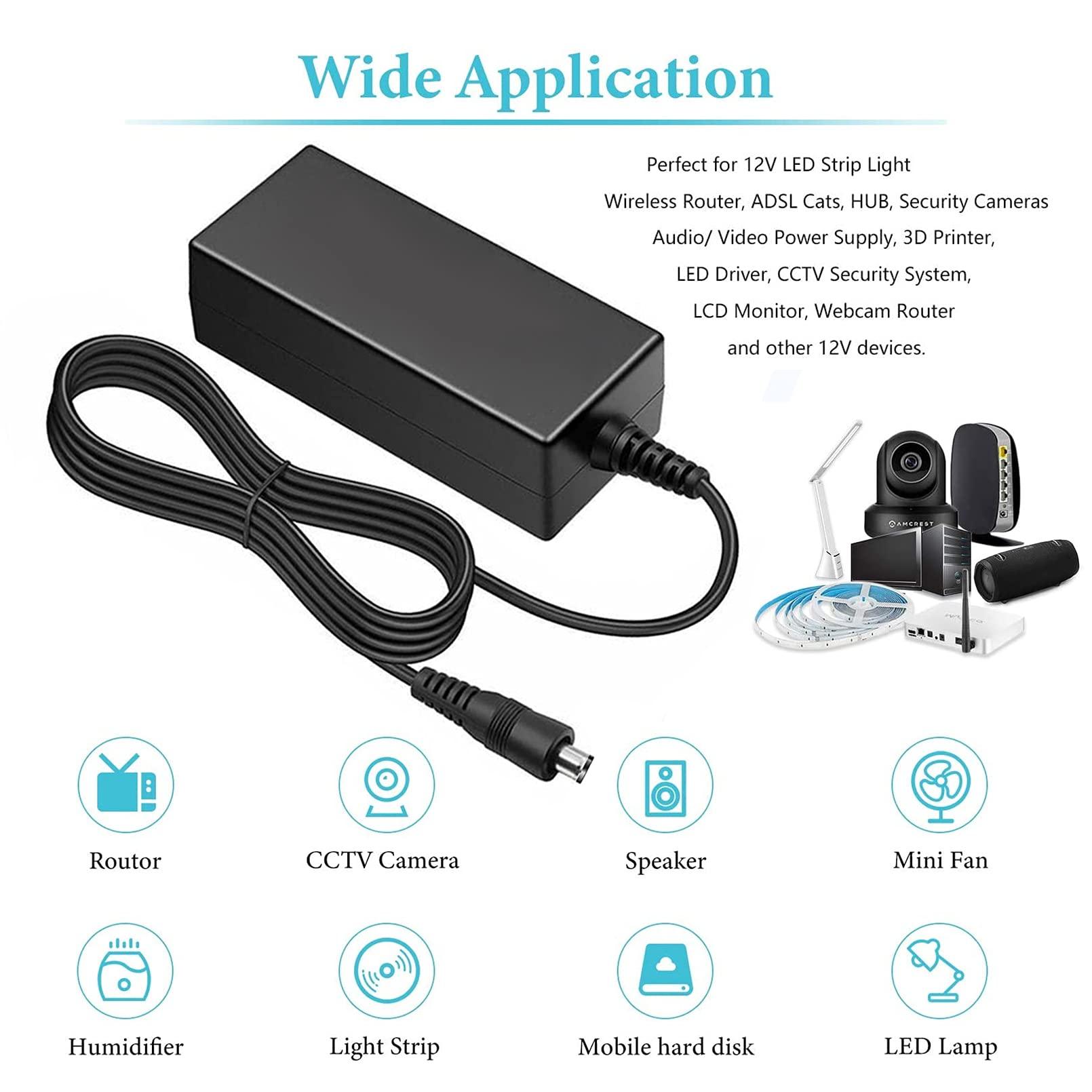 AMENKER 12V 5A Power Supply, 12V Power Supply Adapter, AC 100-240V to DC 12 Volt 5 Amp Transformers, 60 Watt Max, 5.5x2.1mm US Plug for LED Strip Light CCTV Accessories Security Cameras System Router Driver