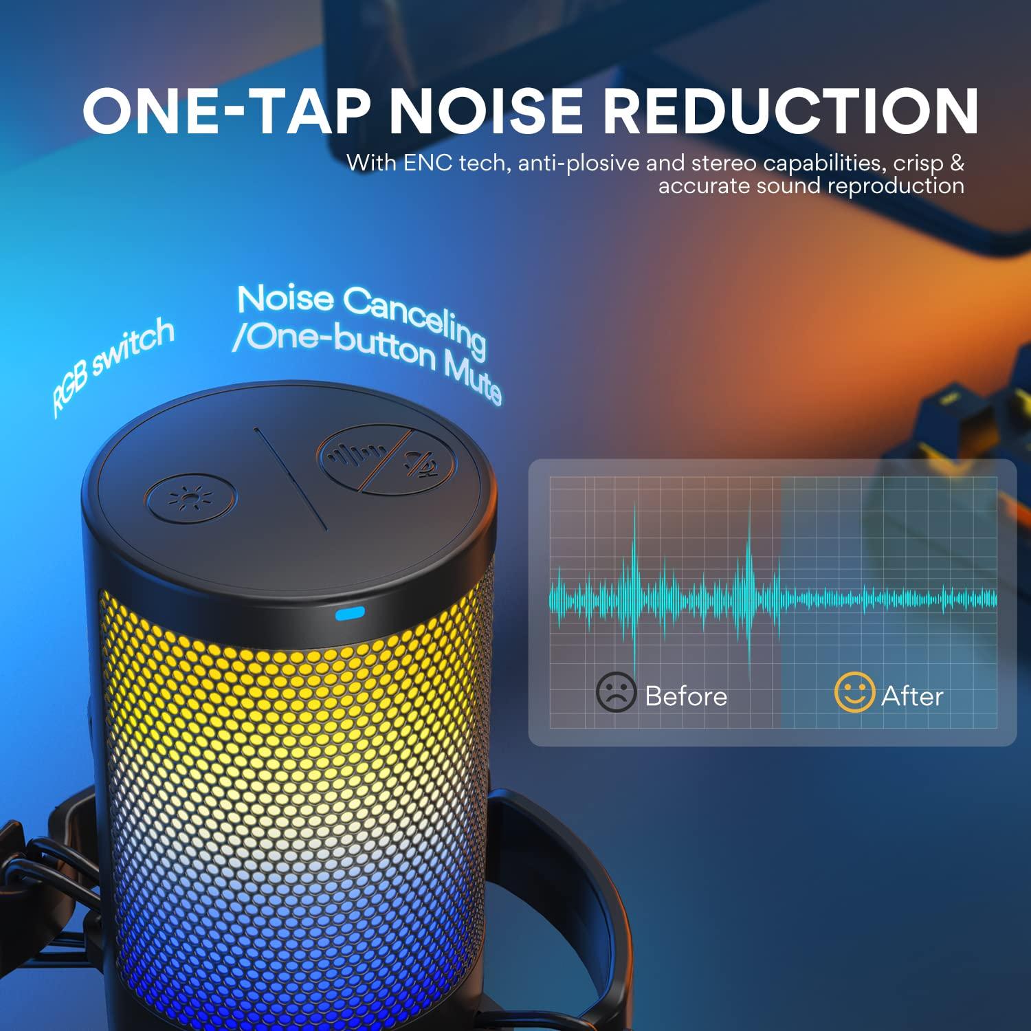 MAONO MAONO 2PCS USB Gaming Microphone, PC Computer Condenser mic with Noise Cancellation, RGB Lights, Mute, Gain Control for Streaming, Recording, Podcast, Chat, Twitch, YouTube, Discord