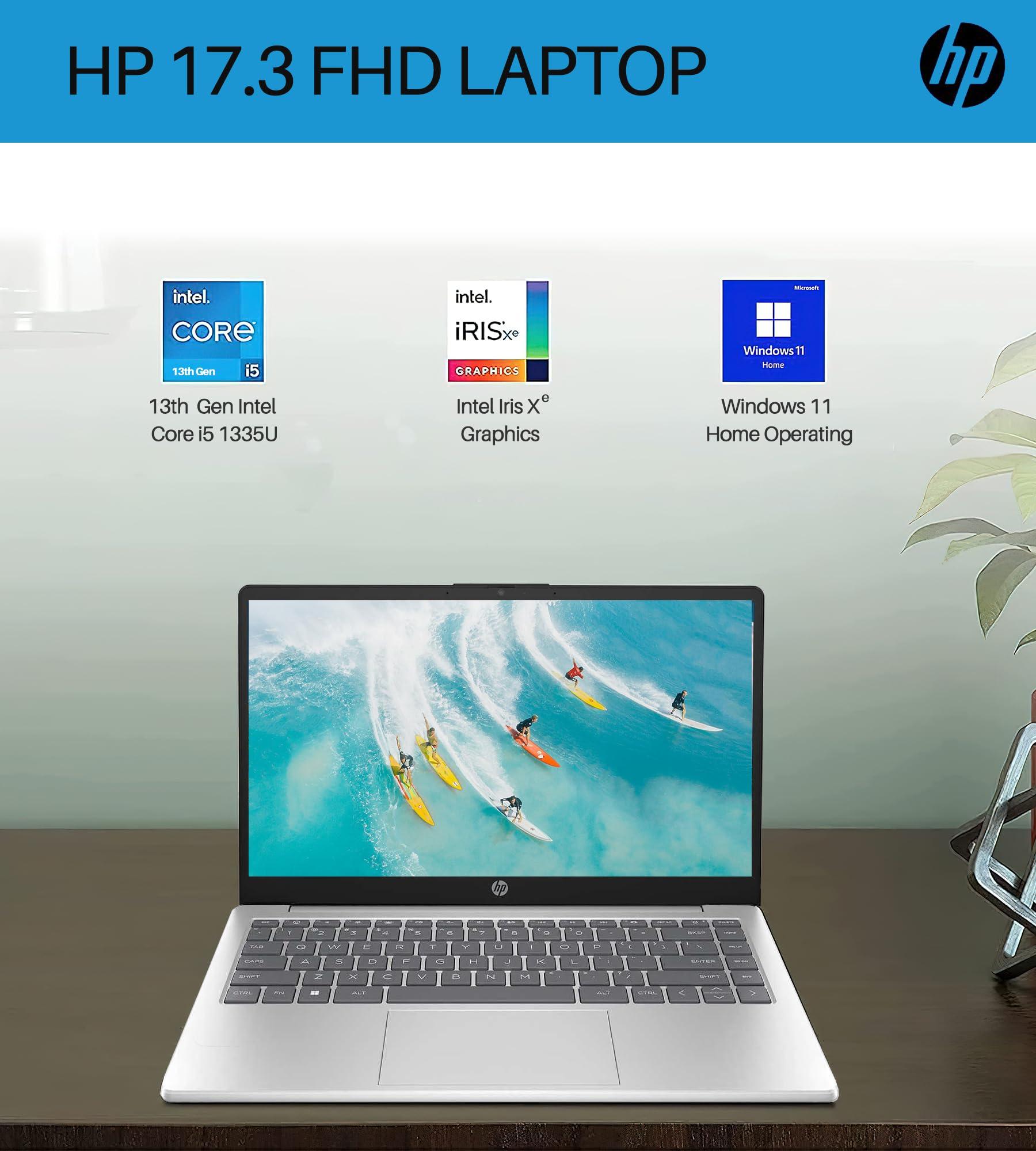 HP HP 17.3 Laptop, 2023 Best Laptop for Working, 17.3" FHD Display, Intel Core i5 1335U Processor up to 4.6GHz, 16GB RAM, 1TB SSD, Intel Iris Xe Graphics, Wi-Fi 6, Backlit Keyboard, Windows 11 Home