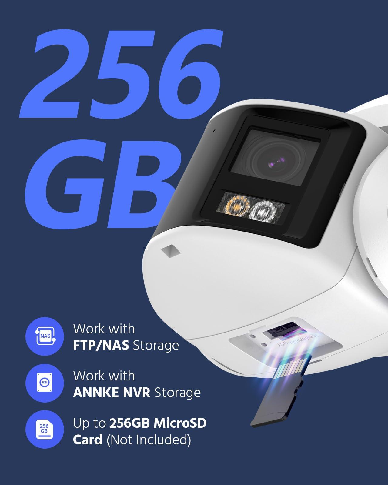 ANNKE ANNKE FCD800 PoE Security Camera Outdoor with Dual Lens 180 Filed of View, 8MP IP Surveillance Camera Support Color Night Vision, Person/Vehicle Detection, Two-Way Talk, Built-in SD Card Slot