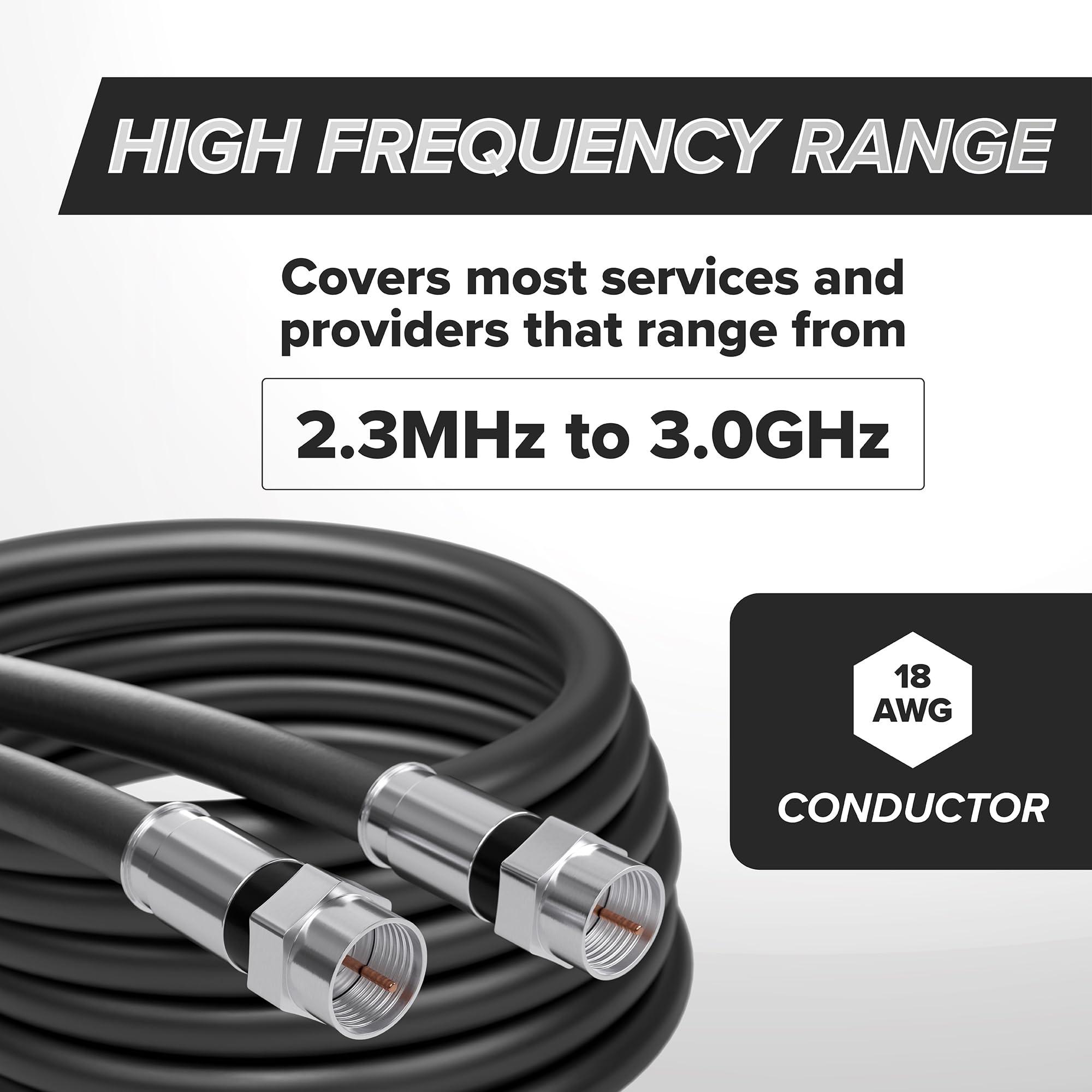 THE CIMPLE CO THE CIMPLE CO Coaxial Cable, 200 FT, Indoor/Outdoor, High Speed Internet, Satellite Extension, RG6, Dual Shielded Coax, CATV, UV Resistant, Weather Proof, CL2 Rated, 60 Meters, Black