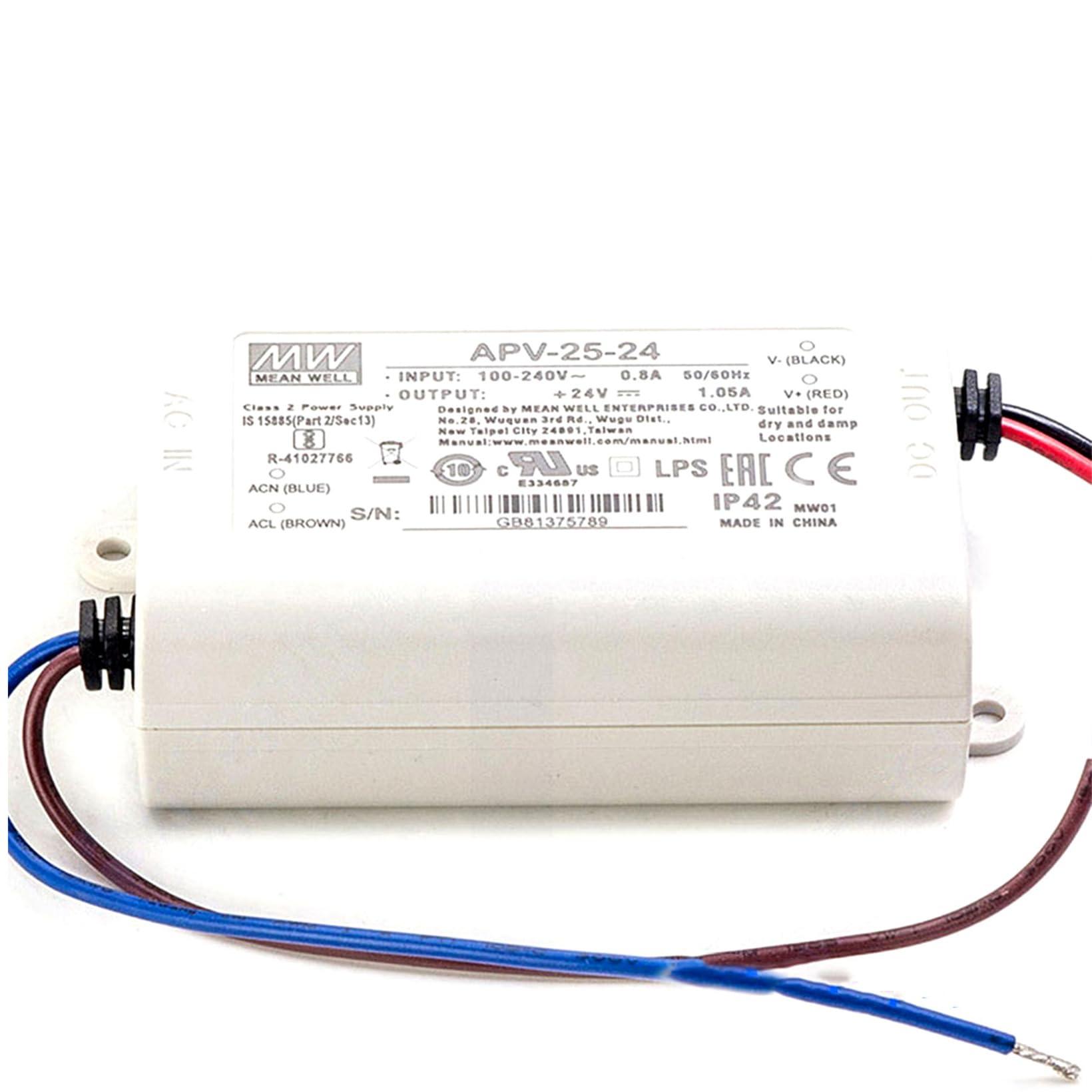 YS powered by MW Generic APV-25-24 24V 1.05A 25W Compact Power Supply for LED Lighting and Electrical Devices, White, YS-APV-25-24